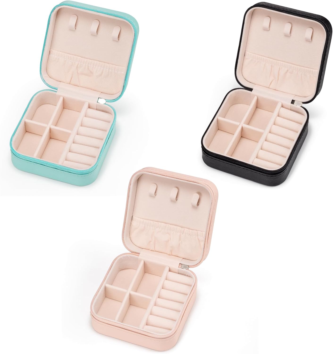 3pack/PU Leather Travel Jewelry Case, Mini Jewelry Box, Small Jewelry Organizer Portable Display Storage Case for Rings Earrings Necklace Bracelet Bangle, for Girls Women (3 Color) 3pack/PU Leather Travel Jewelry Case, Mini Jewelry Box, Small Jewelry Organizer Portable Display Storage Case for Rings Earrings Necklace Bracelet Bangle, for Girls Women (3 Color)