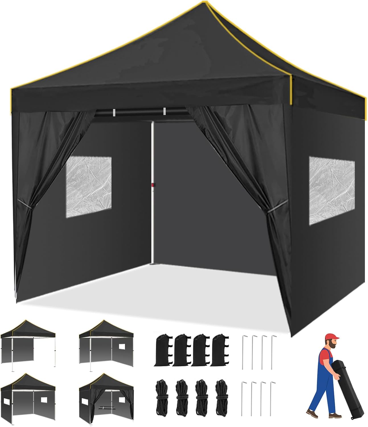 10×10 Pop Up Canopy Tent with 4 Removable Sidewalls, Easy Up Canopy – Commercial Outdoor Instant Portable Canopy Shelter w/Wheeled Bag, Waterproof Gazebo Tents for Parties Weddings Events Camping 10×10 Pop Up Canopy Tent with 4 Removable Sidewalls, Easy Up Canopy – Commercial Outdoor Instant Portable Canopy Shelter w/Wheeled Bag, Waterproof Gazebo Tents for Parties Weddings Events Camping