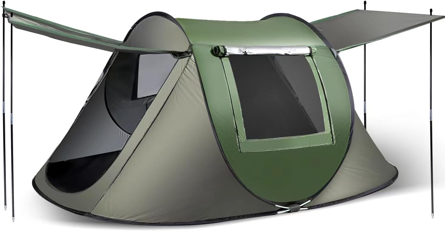 Instant Pop Up Tent, Automatic Easy Setup Outdoor Waterproof Windproof Family Tent, Upgraded 2 Doors Vestibule Sun Shelter for 2-3 People Outdoor Camping,Travelling,Hiking, Beach,Green Instant Pop Up Tent, Automatic Easy Setup Outdoor Waterproof Windproof Family Tent, Upgraded 2 Doors Vestibule Sun Shelter for 2-3 People Outdoor Camping,Travelling,Hiking, Beach,Green