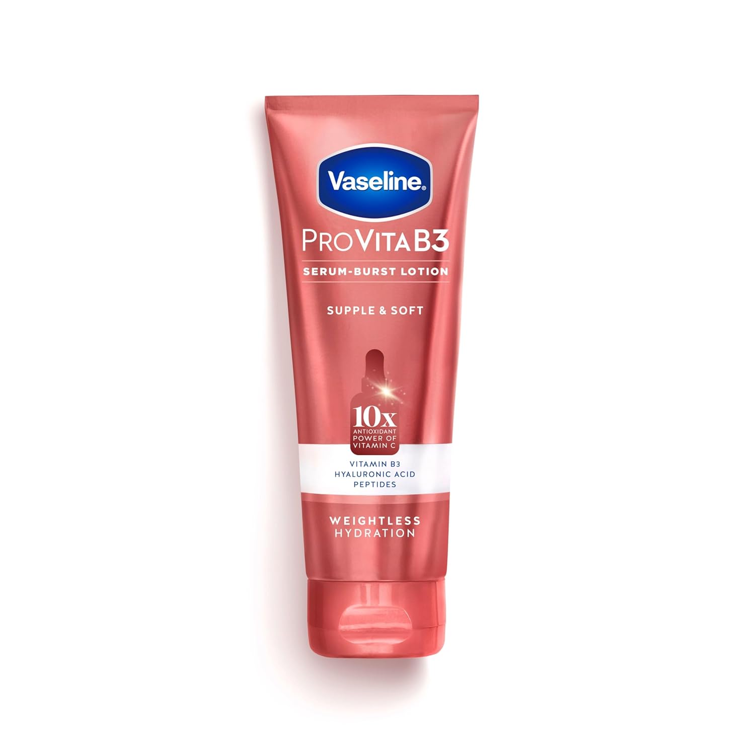 Vaseline Pro VitaB3 Serum Burst Lotion Supple & Soft Healthy, Hydrated Skin, Lightweight 10x Antioxidant Power of Vitamin C with Vitamin B3, Hyaluronic Acid & Peptides, 7.5 fl oz Vaseline Pro VitaB3 Serum Burst Lotion Supple & Soft Healthy, Hydrated Skin, Lightweight 10x Antioxidant Power of Vitamin C with Vitamin B3, Hyaluronic Acid & Peptides, 7.5 fl oz