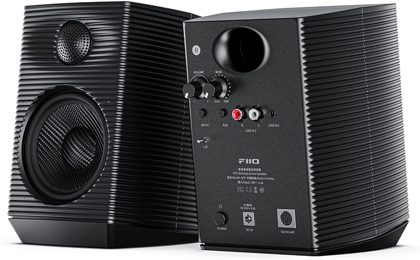 FiiO SP3 Powered HiFi Active Desktop Speakers – 80W Stereo Computer Speakers and Home Music Sound System with AUX Audio/RCA, 2-Way (Black) FiiO SP3 Powered HiFi Active Desktop Speakers – 80W Stereo Computer Speakers and Home Music Sound System with AUX Audio/RCA, 2-Way (Black)