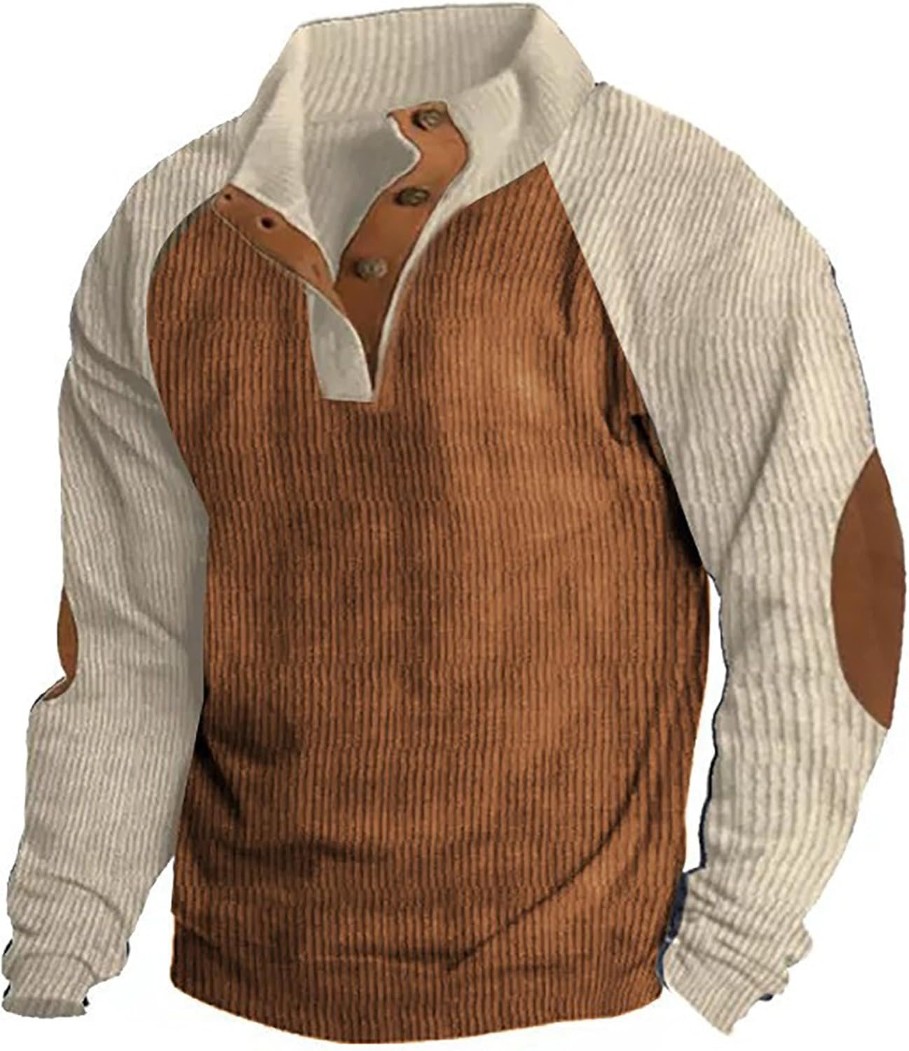 GIERIDUC Mens Corduroy Shirts Casual Lapel Collar Button Up Patchwork Pullover Mock Neck Long Sleeve Sweaters Polo Sweatshirt GIERIDUC Mens Corduroy Shirts Casual Lapel Collar Button Up Patchwork Pullover Mock Neck Long Sleeve Sweaters Polo Sweatshirt