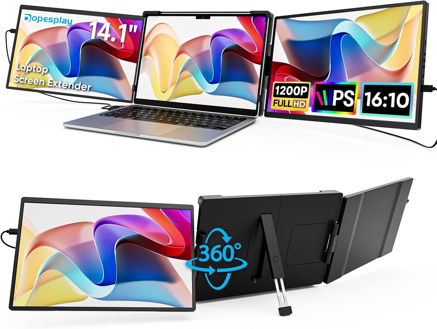 14.1″ Laptop Screen Extender for Laptop, FHD 1200P IPS Portable Monitor for Laptop, Triple Dual Laptop Extended Monitor Compatible with Windows, Mac, Android, Chrome 14-17.3 Inch Laptops 14.1″ Laptop Screen Extender for Laptop, FHD 1200P IPS Portable Monitor for Laptop, Triple Dual Laptop Extended Monitor Compatible with Windows, Mac, Android, Chrome 14-17.3 Inch Laptops