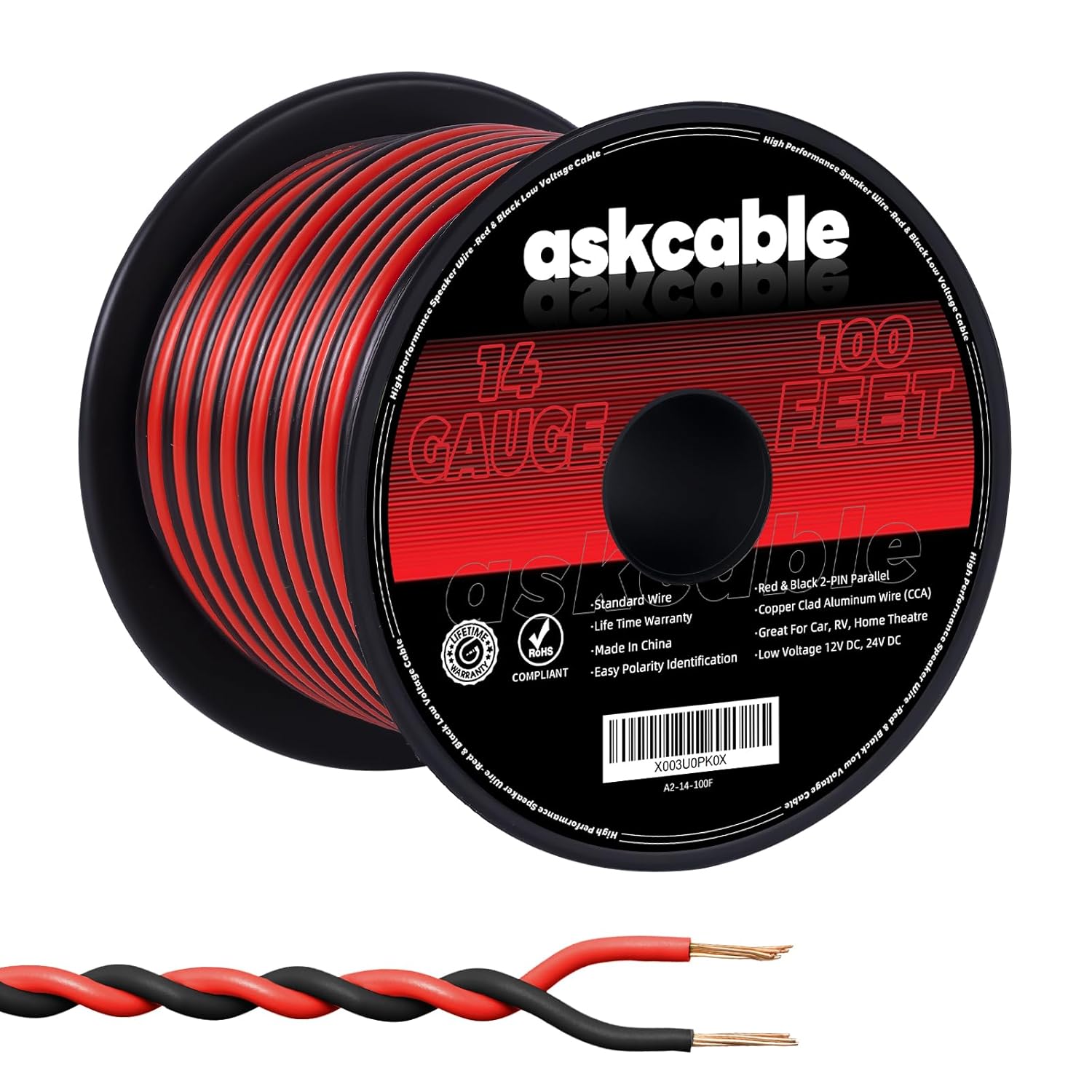 14 Gauge 100 Feet Speaker Wire Cable 14AWG Speaker Wire 2 Conductors Wire Extension Cord Great Use for Car Speakers Stereos Home Theater Speakers Surround Sound Radio Black Red 14 Gauge 100 Feet Speaker Wire Cable 14AWG Speaker Wire 2 Conductors Wire Extension Cord Great Use for Car Speakers Stereos Home Theater Speakers Surround Sound Radio Black Red