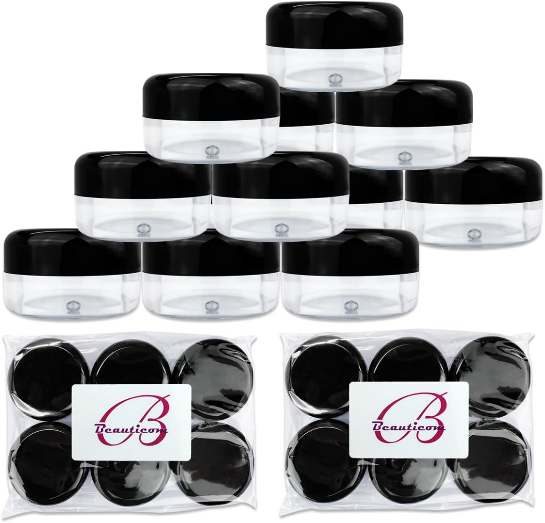 (Quantity: 12 Pieces) Beauticom 15G/15ML (0.5oz) Clear Round Jar with Black Lids for Cosmetics, Medication, Lab and Field Research, Beauty and Health Aids – BPA Free (Quantity: 12 Pieces) Beauticom 15G/15ML (0.5oz) Clear Round Jar with Black Lids for Cosmetics, Medication, Lab and Field Research, Beauty and Health Aids – BPA Free