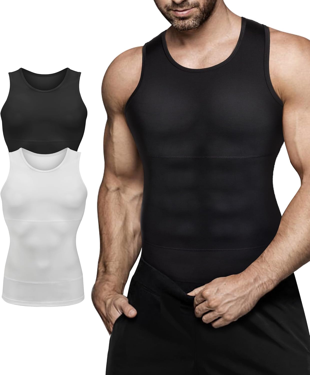 Mens Compression Shirt Slimming Body Shaper Vest Workout Tank Tops Abs Abdomen Undershirts Mens Compression Shirt Slimming Body Shaper Vest Workout Tank Tops Abs Abdomen Undershirts