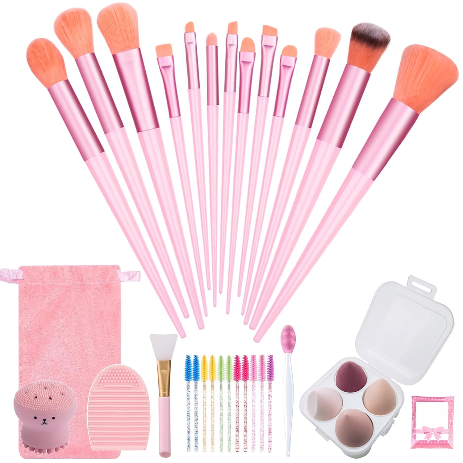23 pcs Makeup Brushes Set with Beauty Blender, Foundation Brush Eyeshadow Concealers Powder Make Up Brushes, 4 pcs Boxed Makeup Sponges for Professional Makeup Kits (Middle Size, Pink) 23 pcs Makeup Brushes Set with Beauty Blender, Foundation Brush Eyeshadow Concealers Powder Make Up Brushes, 4 pcs Boxed Makeup Sponges for Professional Makeup Kits (Middle Size, Pink)