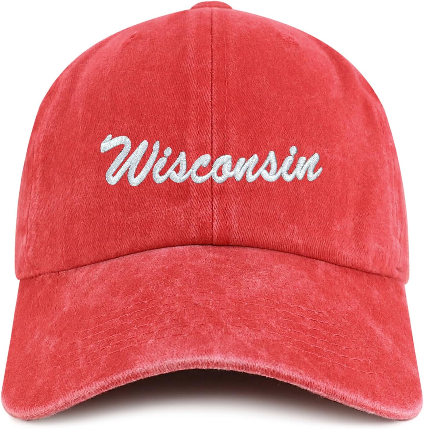 Trendy Apparel Shop Wisconsin State Embroidered Low Profile Adjustable Cotton Cap Trendy Apparel Shop Wisconsin State Embroidered Low Profile Adjustable Cotton Cap