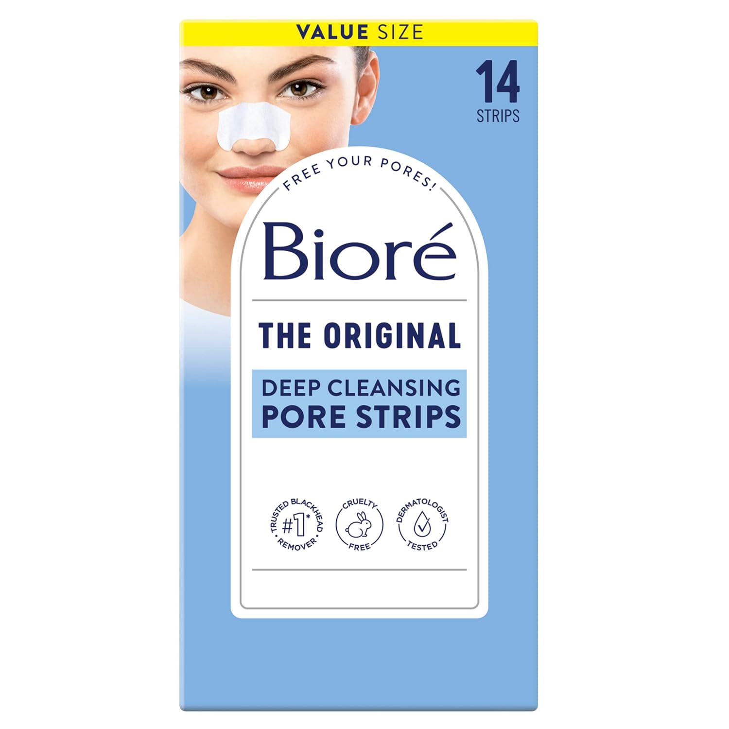 Bioré Original Blackhead Remover Strips, Deep Cleansing Nose Strips With Instant Pore Unclogging, Features C-Bond Technology, Oil-Free, Non-Comedogenic Use, 14 Count Bioré Original Blackhead Remover Strips, Deep Cleansing Nose Strips With Instant Pore Unclogging, Features C-Bond Technology, Oil-Free, Non-Comedogenic Use, 14 Count