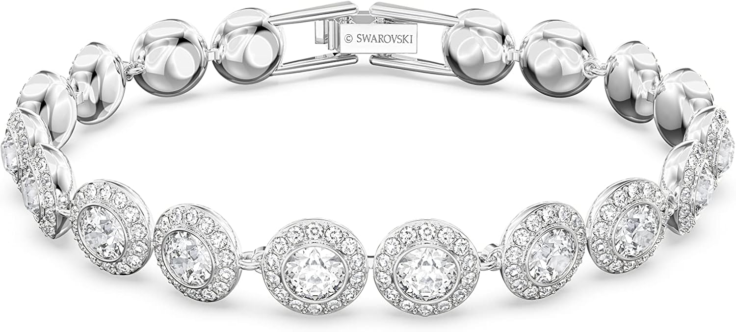 SWAROVSKI Una Angelic Necklace and Bracelet Collection, Clear Crystals on Rhodium Finished Metal SWAROVSKI Una Angelic Necklace and Bracelet Collection, Clear Crystals on Rhodium Finished Metal