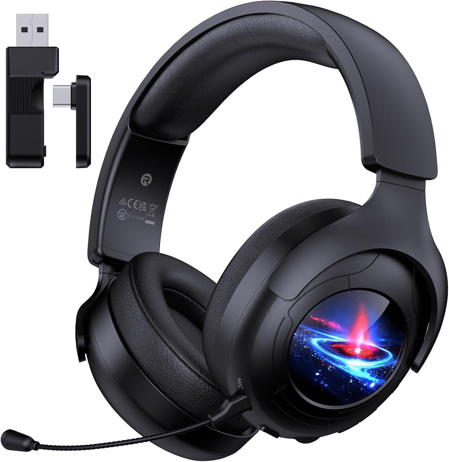 2.4GHz Gaming Headset Wireless for PS5, PS4, PC, Switch, Fortnite/Starfield/FPS Gamers, Bluetooth 5.3 Gaming Headphones with Noise Canceling Mic, 45H+ Battery, Bass Sound, RGB Light -Black 2.4GHz Gaming Headset Wireless for PS5, PS4, PC, Switch, Fortnite/Starfield/FPS Gamers, Bluetooth 5.3 Gaming Headphones with Noise Canceling Mic, 45H+ Battery, Bass Sound, RGB Light -Black