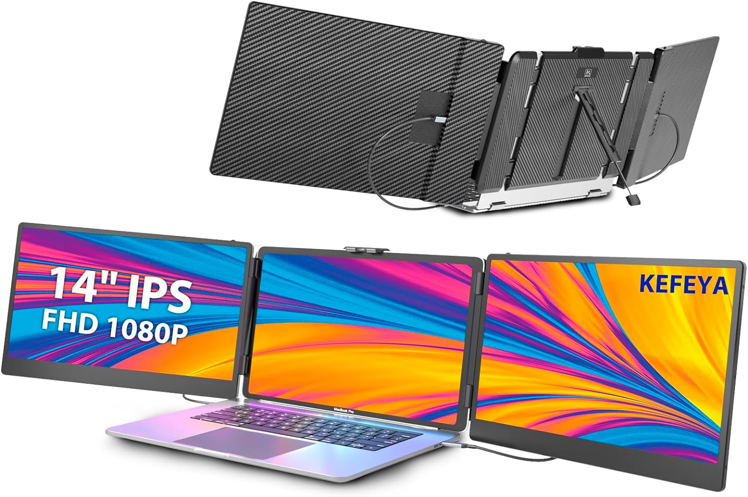 Laptop Screen Extender, 14″ Portable Monitor for Laptop, 1080P FHD Triple Screen Laptop Monitor Extender for 13″-17.3″ Laptop, HDMI/USB-C for MacBook, Windows, Chrome, Switch, Plug & Play Laptop Screen Extender, 14″ Portable Monitor for Laptop, 1080P FHD Triple Screen Laptop Monitor Extender for 13″-17.3″ Laptop, HDMI/USB-C for MacBook, Windows, Chrome, Switch, Plug & Play
