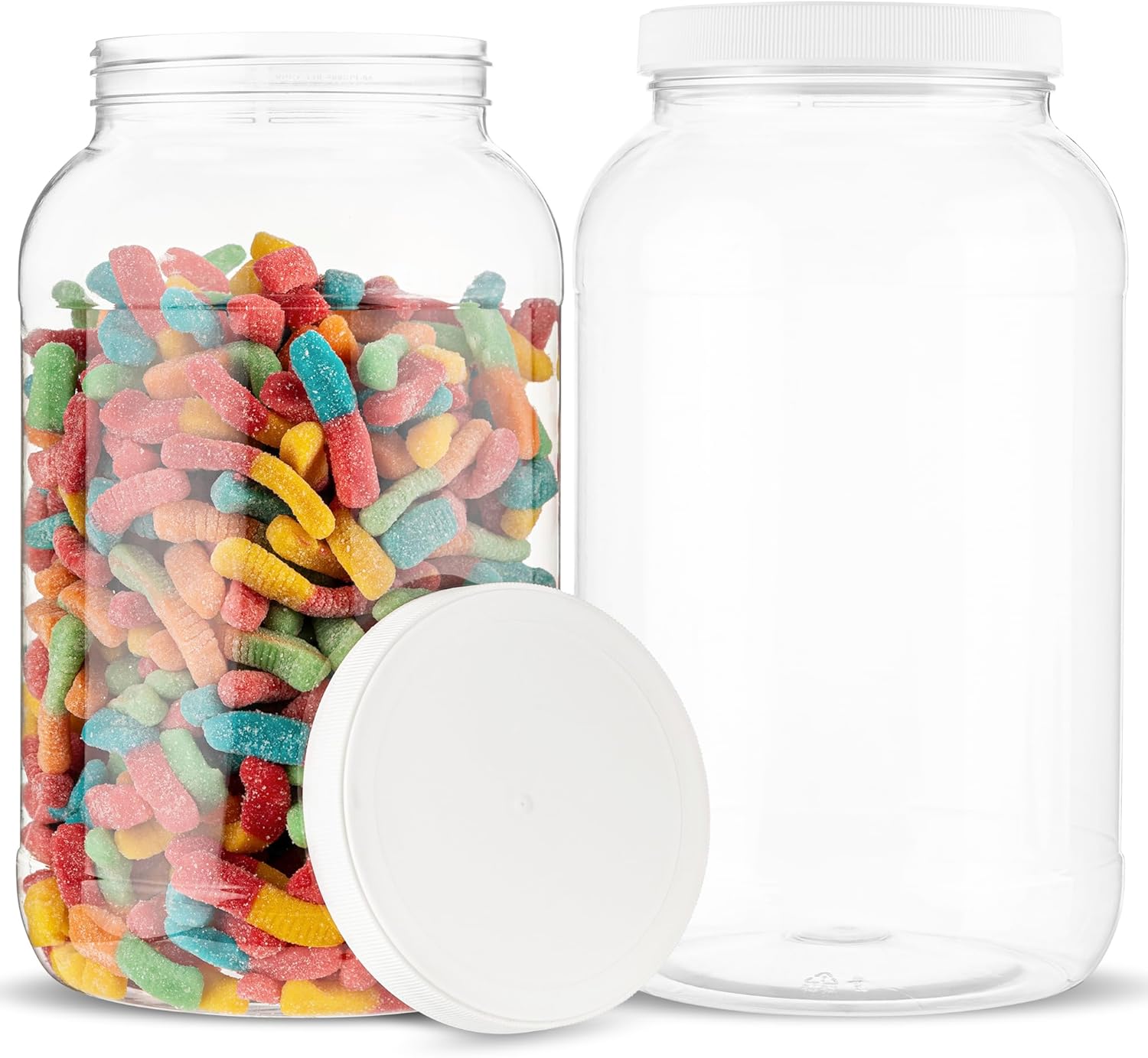 kitchentoolz 1 Gallon Clear Plastic Jar – Large Wide Mouth Container with Airtight Lid – Big Canister Cylinder PET Jug – Made in USA – Pack of 2 kitchentoolz 1 Gallon Clear Plastic Jar – Large Wide Mouth Container with Airtight Lid – Big Canister Cylinder PET Jug – Made in USA – Pack of 2