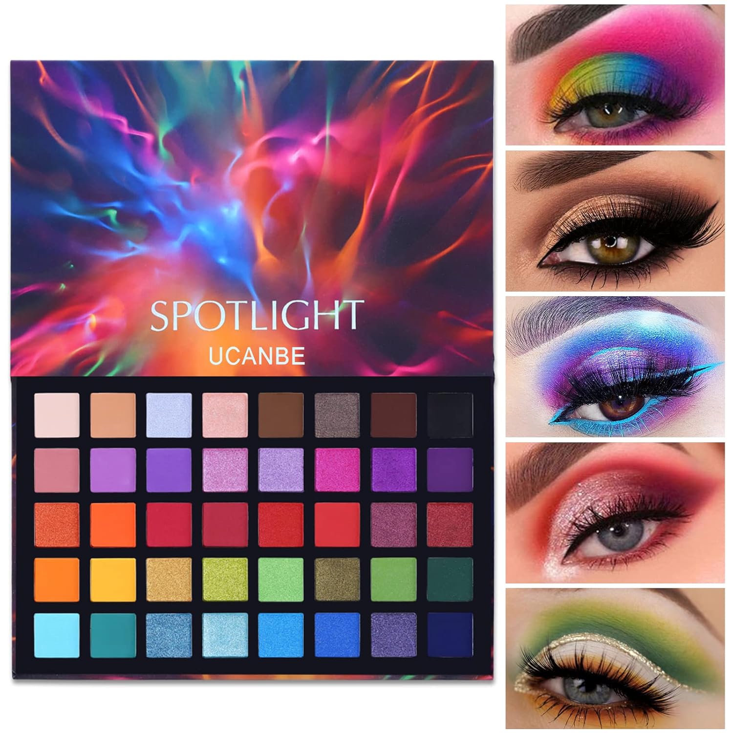 UCANBE Spotlight Eyeshadow Palette Professional 40 Color Eye Shadow Matte Shimmer Makeup Pallet Highly Pigmented Colorful Powder Long Lasting Waterproof Eye Shadow UCANBE Spotlight Eyeshadow Palette Professional 40 Color Eye Shadow Matte Shimmer Makeup Pallet Highly Pigmented Colorful Powder Long Lasting Waterproof Eye Shadow