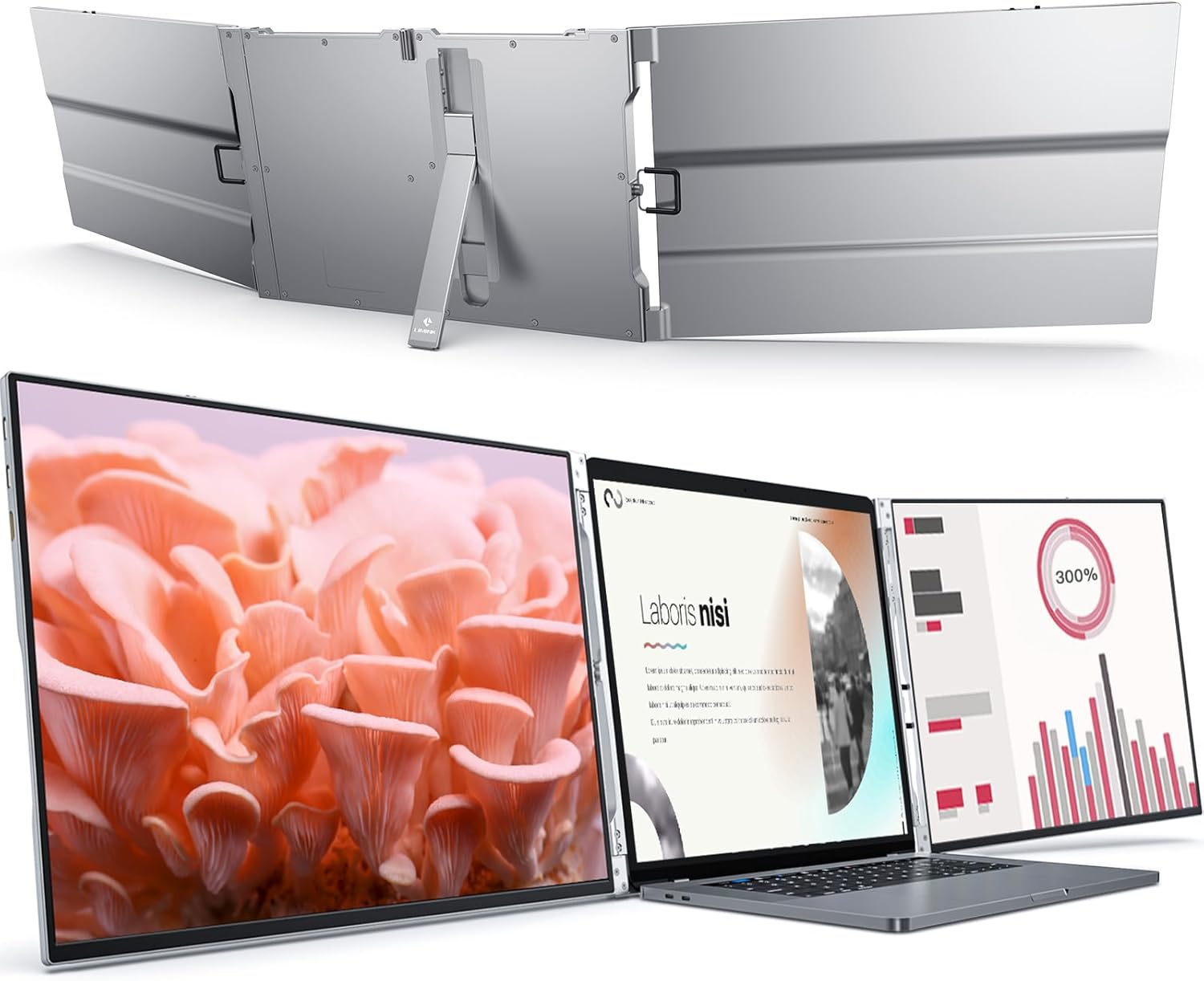 L LIMINK LK14 Portable Triple Monitor for 13-16″ Laptop, 14″ 1200P IPS Triple Screen Laptop Monitor Extender, Triple Screen Laptop Monitor Extender with USB-C & HDMI Port, Compatible Mac & Wins L LIMINK LK14 Portable Triple Monitor for 13-16″ Laptop, 14″ 1200P IPS Triple Screen Laptop Monitor Extender, Triple Screen Laptop Monitor Extender with USB-C & HDMI Port, Compatible Mac & Wins