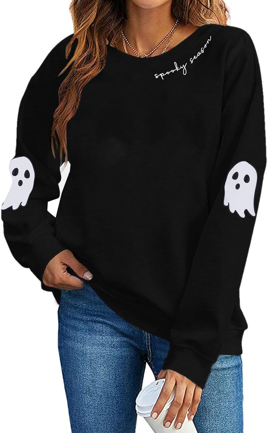 HEBBE Spooky Season Sweatshirts Halloween Ghost Sweatshirt Women – Halloween Graphic Crewneck Tops Casual Sweater HEBBE Spooky Season Sweatshirts Halloween Ghost Sweatshirt Women – Halloween Graphic Crewneck Tops Casual Sweater