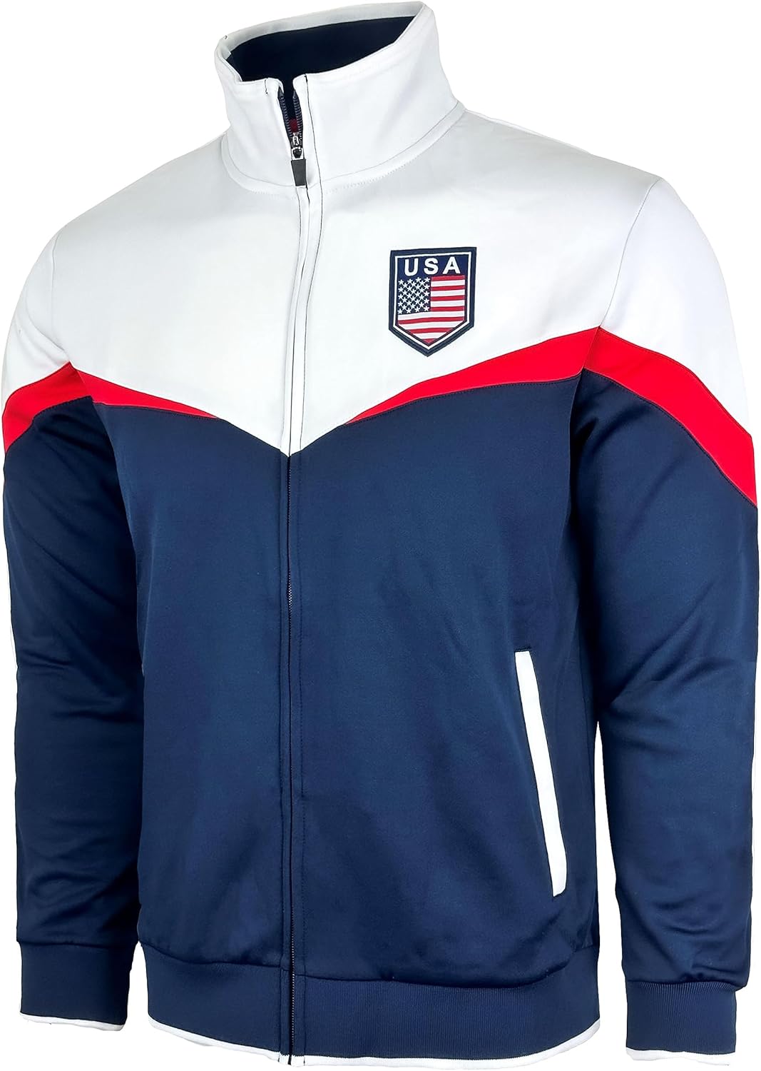 Men’s USA Track Jacket, U.S Full Zip Sweater Jacket With Zipper Pockets Men’s USA Track Jacket, U.S Full Zip Sweater Jacket With Zipper Pockets