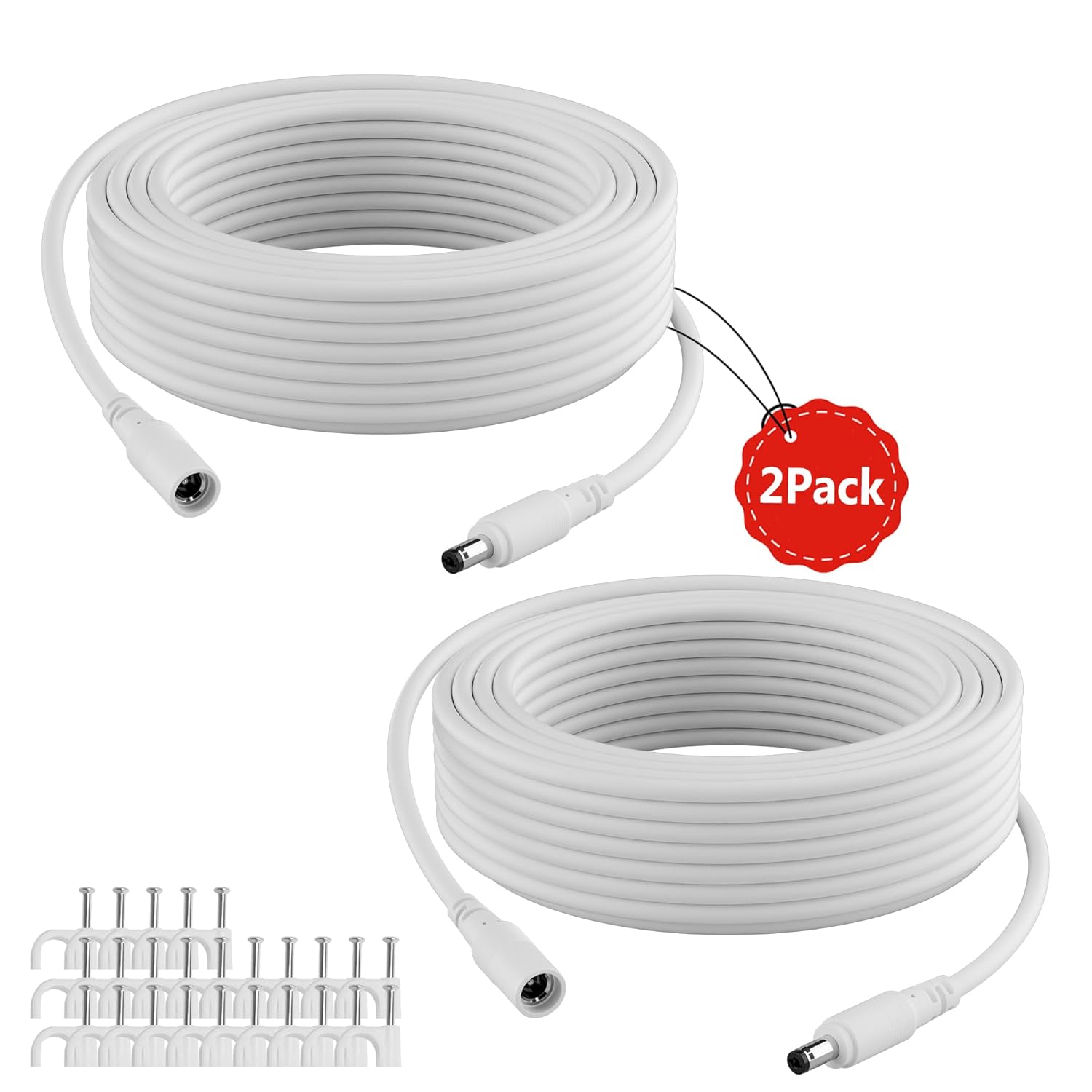 12V DC Power Extension Cable 50 FT (2-Pack), 5.5 mm x 2.1 mm 5521 Male to Female Supply Adapter Cord, Compatible with CCTV Security Camera, IP Network, DVR Standalone, LED Strip, Router, 5V 9V 12V 24V 12V DC Power Extension Cable 50 FT (2-Pack), 5.5 mm x 2.1 mm 5521 Male to Female Supply Adapter Cord, Compatible with CCTV Security Camera, IP Network, DVR Standalone, LED Strip, Router, 5V 9V 12V 24V