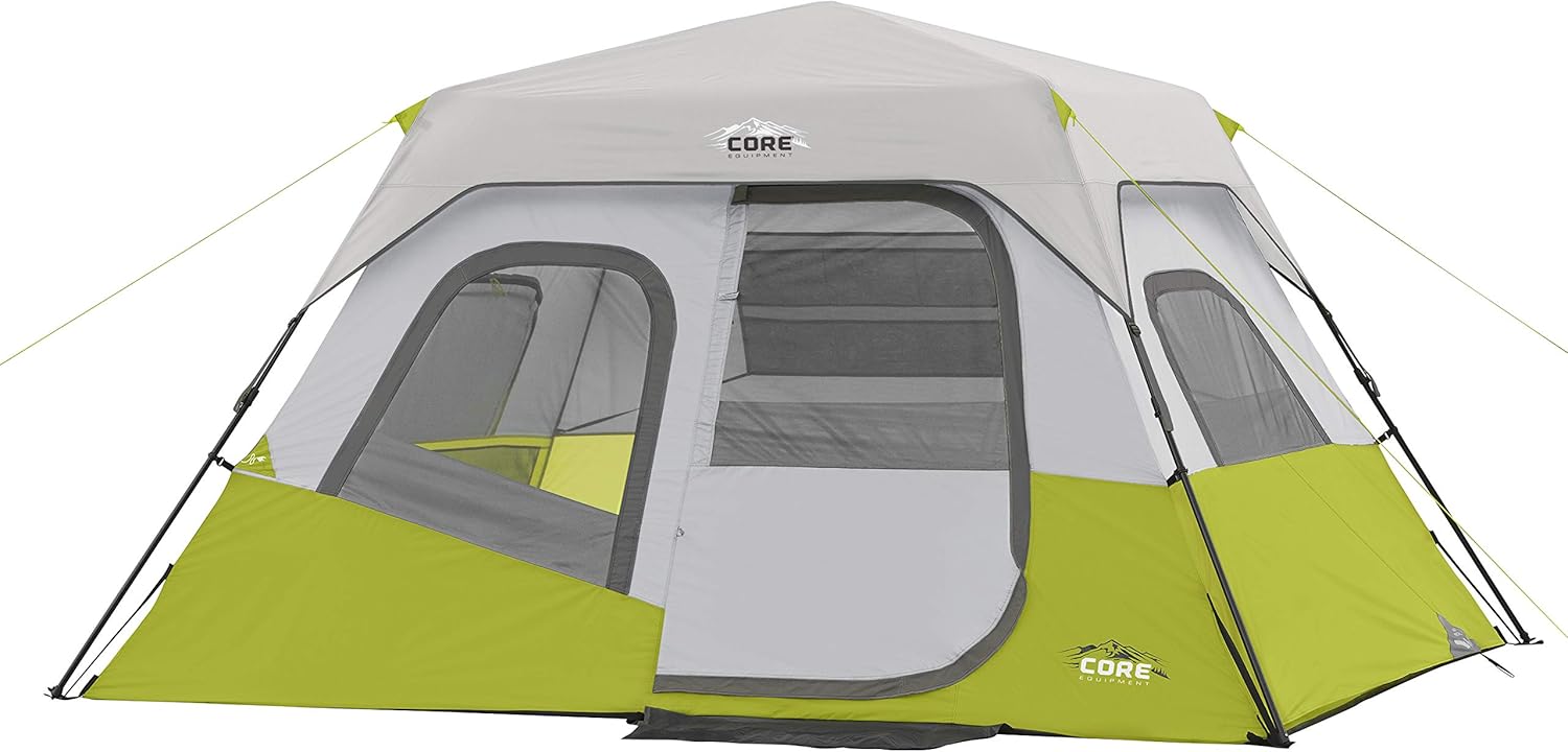 CORE 6 Person Instant Cabin Tent | Portable Large Pop Up Tent with Easy 60 Second Camp Setup for Family Camping | Included Hanging Organizer for Outdoor Camping Accessories CORE 6 Person Instant Cabin Tent | Portable Large Pop Up Tent with Easy 60 Second Camp Setup for Family Camping | Included Hanging Organizer for Outdoor Camping Accessories