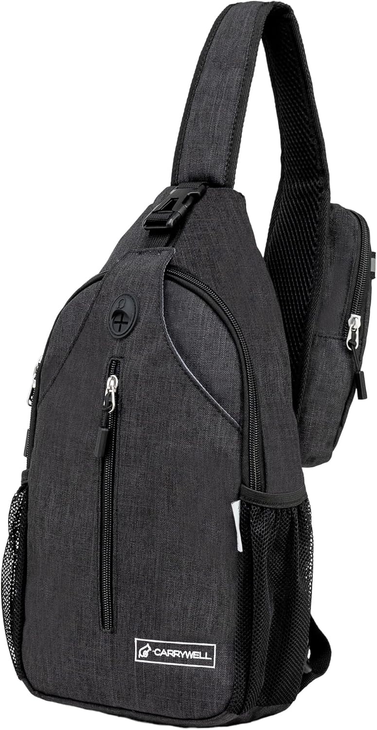 (Not Made In China) Crossbody Sling Bag For Travel, Hiking, Chest Pack, Adjustable Daypack For Men and Women, Anti-Theft, Waterproof, Packable Shoulder Purse (Black) (Not Made In China) Crossbody Sling Bag For Travel, Hiking, Chest Pack, Adjustable Daypack For Men and Women, Anti-Theft, Waterproof, Packable Shoulder Purse (Black)