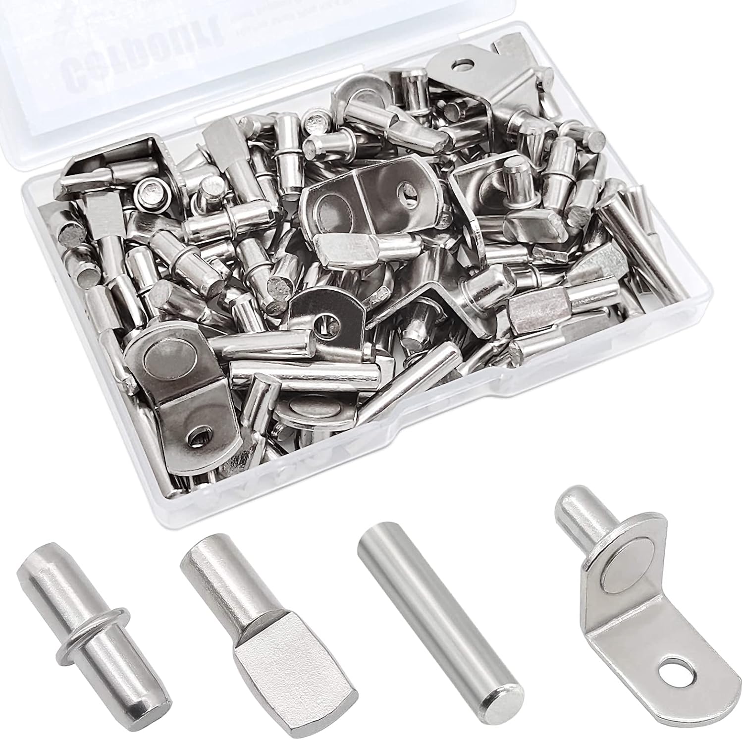 104Pcs Shelf Pins Kit,4 Styles Nickel Plated Shelf Support Pegs,Bookshelf Pegs for Shelves,Cabinet Shelf Bracket Pegs Shelf Pins Holders for Kitchen Furniture & Closet ( 5mm & 1/4inch ) 104Pcs Shelf Pins Kit,4 Styles Nickel Plated Shelf Support Pegs,Bookshelf Pegs for Shelves,Cabinet Shelf Bracket Pegs Shelf Pins Holders for Kitchen Furniture & Closet ( 5mm & 1/4inch )
