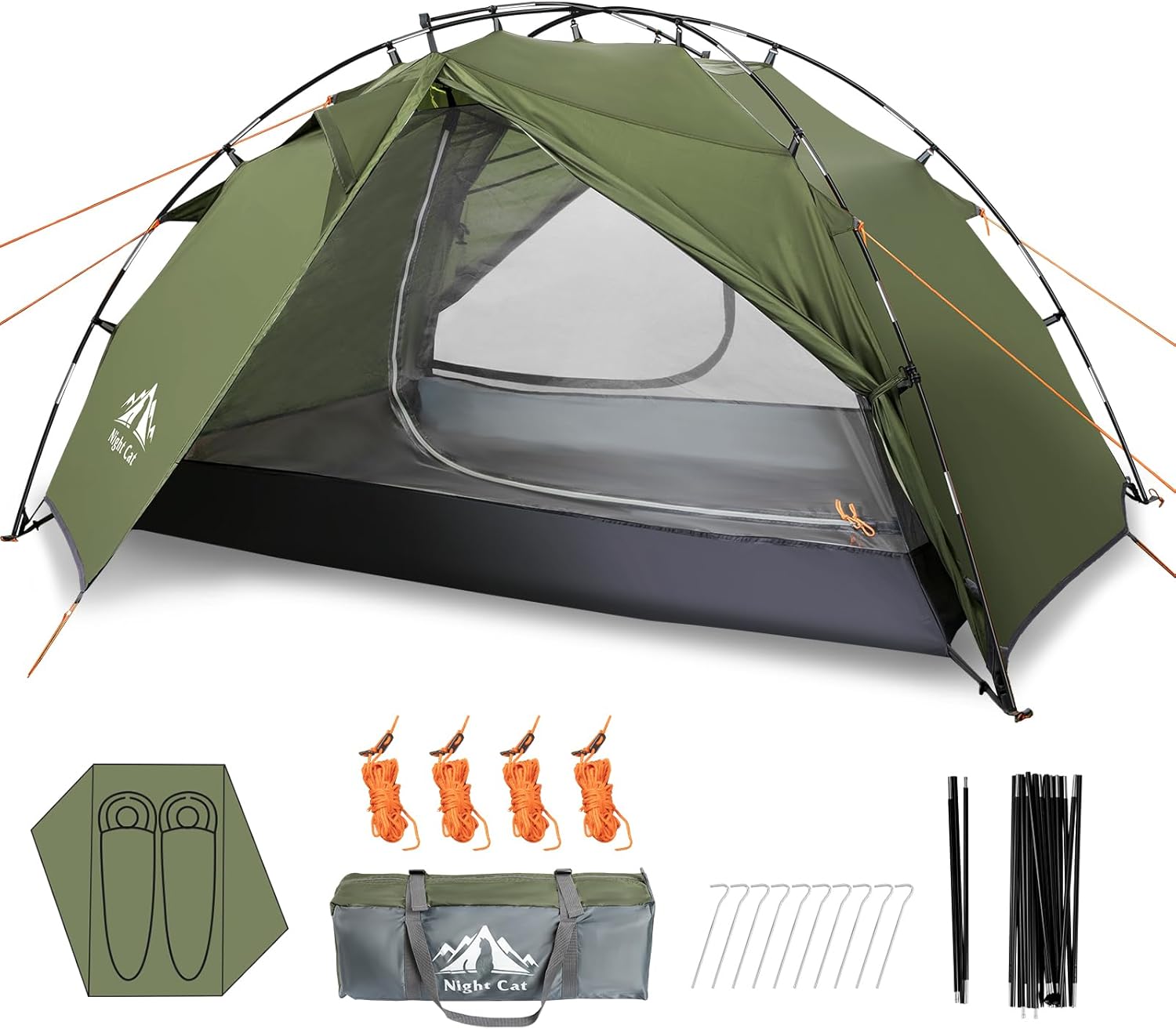 Night Cat Backpacking Tents 2 Persons Fast Setup Hiking Camp Tent with Foldable Pole Double Layers Two Doors Waterproof Lightweight Compact 7×4.4ft Night Cat Backpacking Tents 2 Persons Fast Setup Hiking Camp Tent with Foldable Pole Double Layers Two Doors Waterproof Lightweight Compact 7×4.4ft