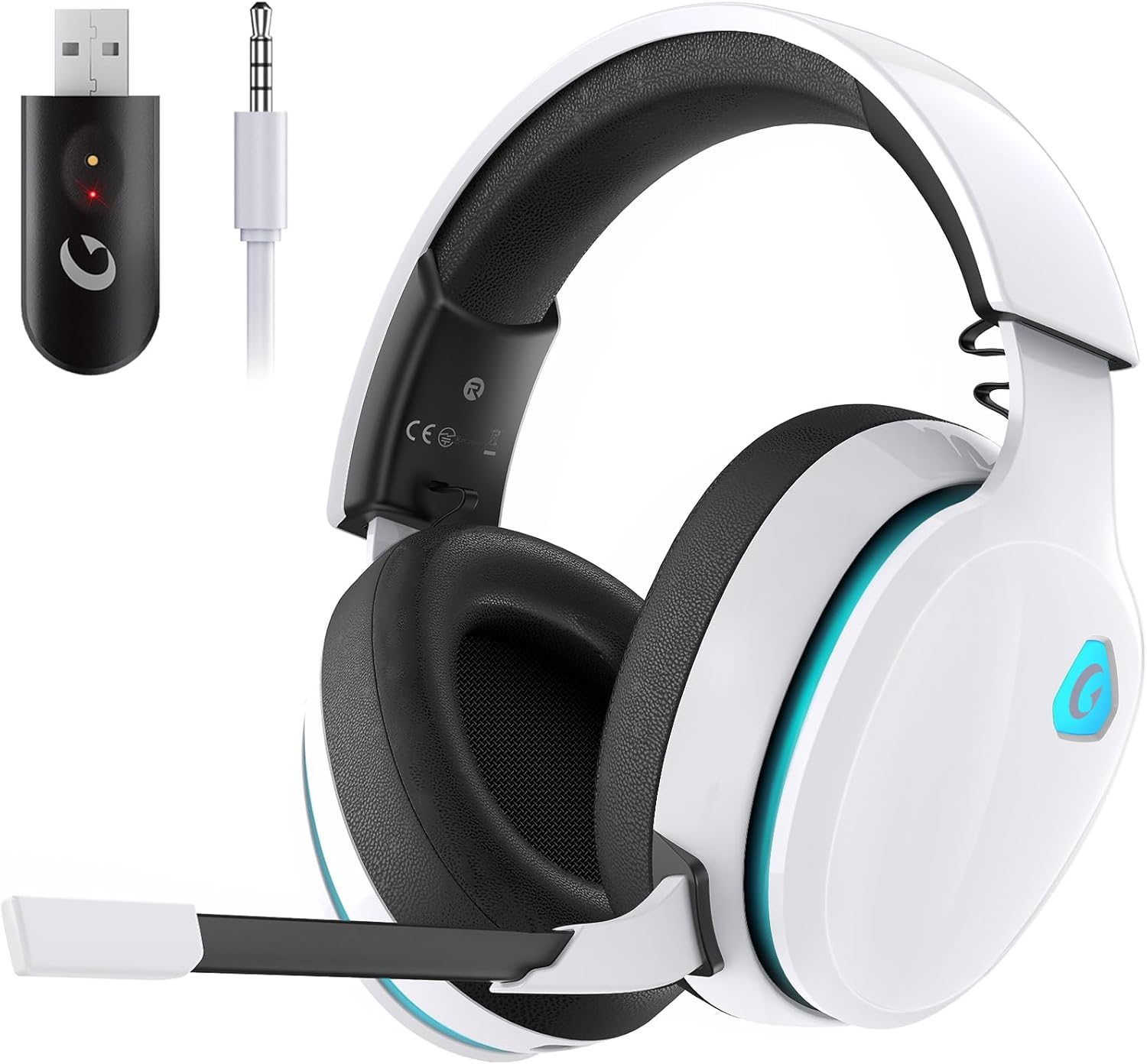 2.4GHz Wireless Gaming Headset for PC, PS4, PS5, Mac, Nintendo Switch, Bluetooth 5.2 Gaming Headphones with Noise Canceling Microphone, Stereo Sound, ONLY 3.5mm Wired Mode for Xbox Series-White 2.4GHz Wireless Gaming Headset for PC, PS4, PS5, Mac, Nintendo Switch, Bluetooth 5.2 Gaming Headphones with Noise Canceling Microphone, Stereo Sound, ONLY 3.5mm Wired Mode for Xbox Series-White