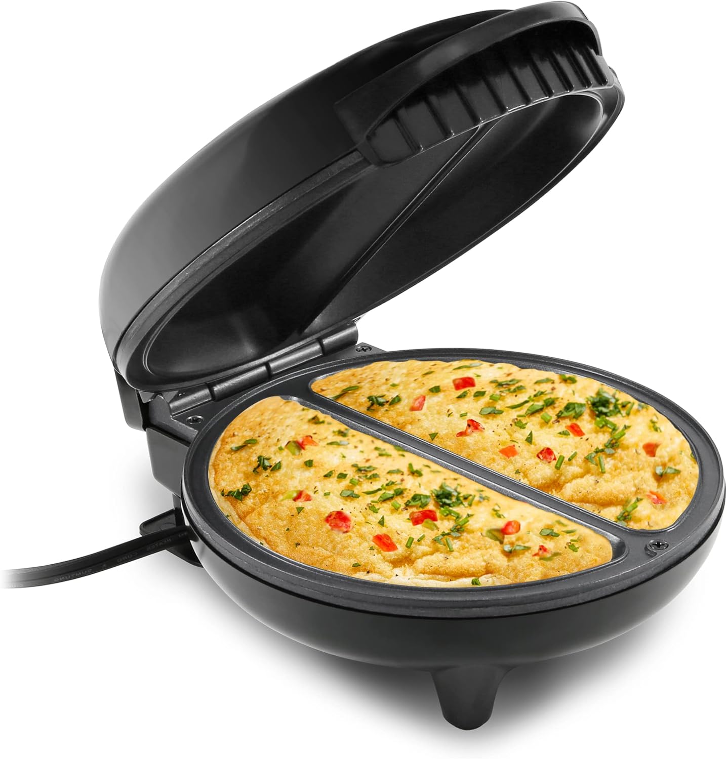 Elite Gourmet EOM205 Non-Stick Omelet, Frittata, Snack Pocket Maker, Dessert Maker, 2 Individual 6.5″ Omelets, Stainless Steel and Black Elite Gourmet EOM205 Non-Stick Omelet, Frittata, Snack Pocket Maker, Dessert Maker, 2 Individual 6.5″ Omelets, Stainless Steel and Black