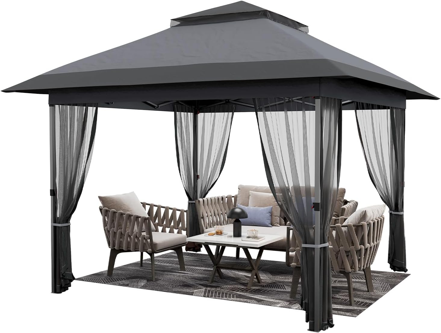12’x12′ Softtop Gazebo, Outdoor Pop Up Gazebo with Mosquito Netting, Party Tent & Shelter with Double Roofs for Gardens, Patios, Lawns 12’x12′ Softtop Gazebo, Outdoor Pop Up Gazebo with Mosquito Netting, Party Tent & Shelter with Double Roofs for Gardens, Patios, Lawns