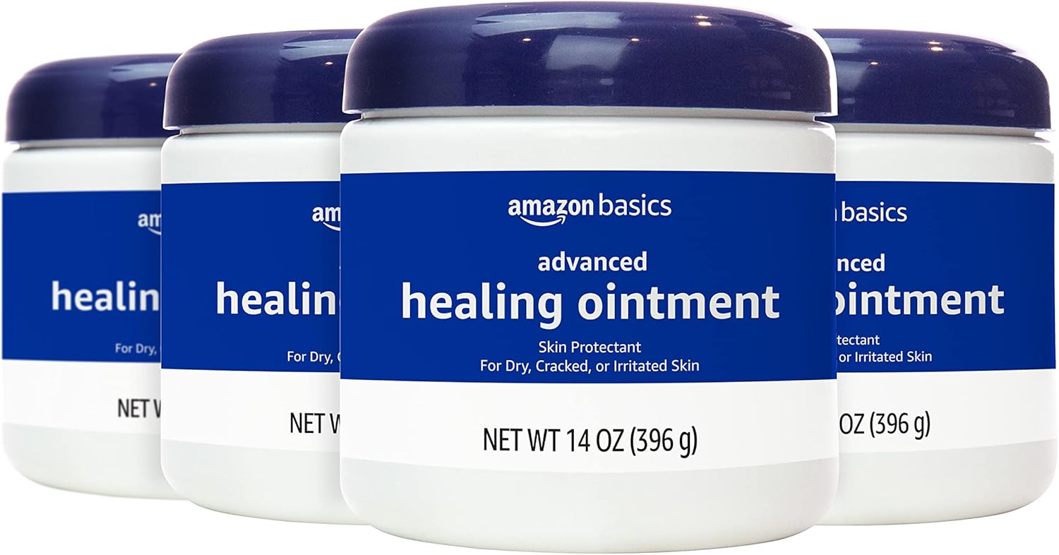 Amazon Basics Healing Ointment and Skin Protectant for Dry & Cracked Skin, Fragrance Free, 14 Ounce, 4-Pack (Previously Solimo) Amazon Basics Healing Ointment and Skin Protectant for Dry & Cracked Skin, Fragrance Free, 14 Ounce, 4-Pack (Previously Solimo)