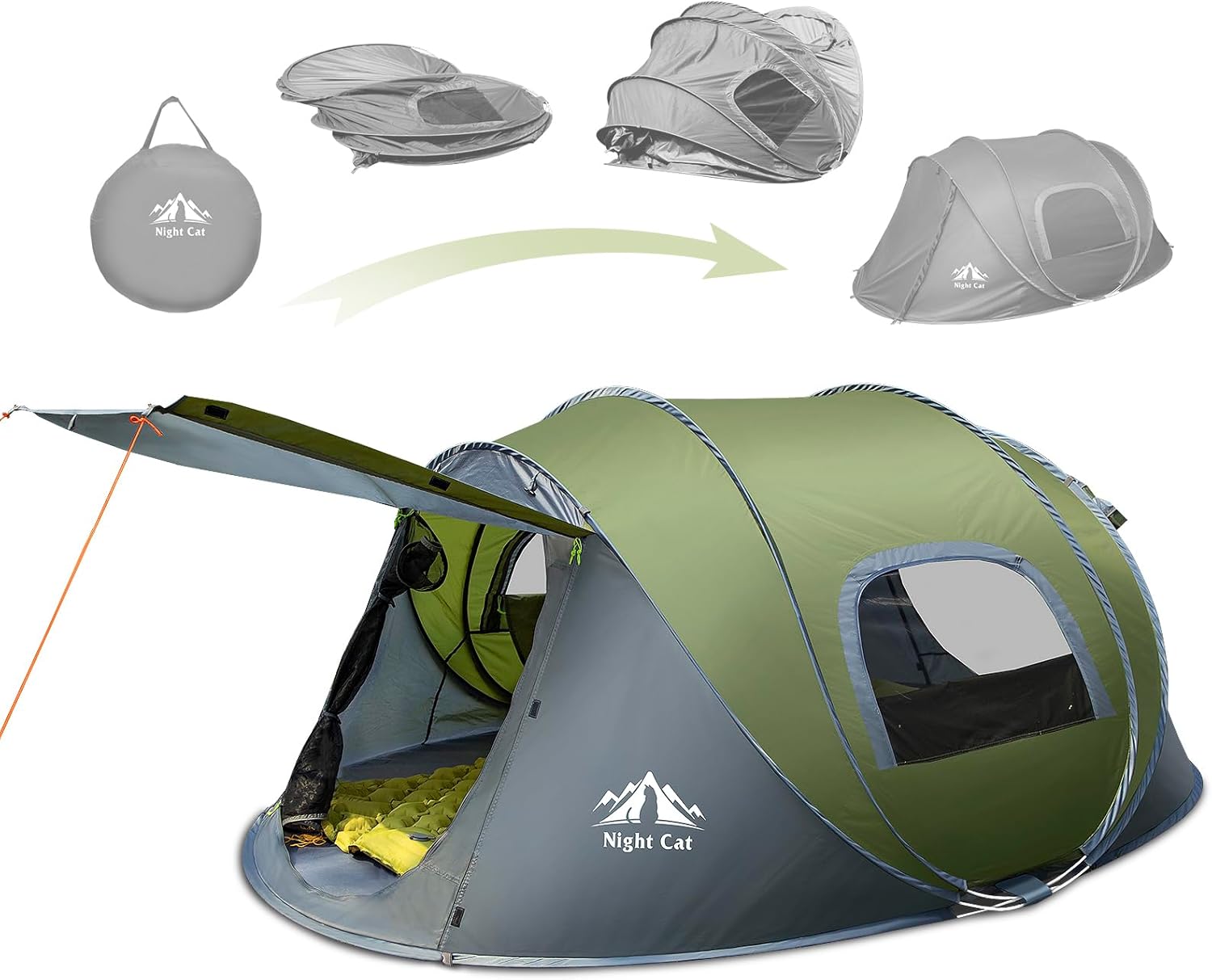 Night Cat Pop-up Camping Tent: 2 Person Tent Waterproof Instant Easy Setup Family Tent Night Cat Pop-up Camping Tent: 2 Person Tent Waterproof Instant Easy Setup Family Tent