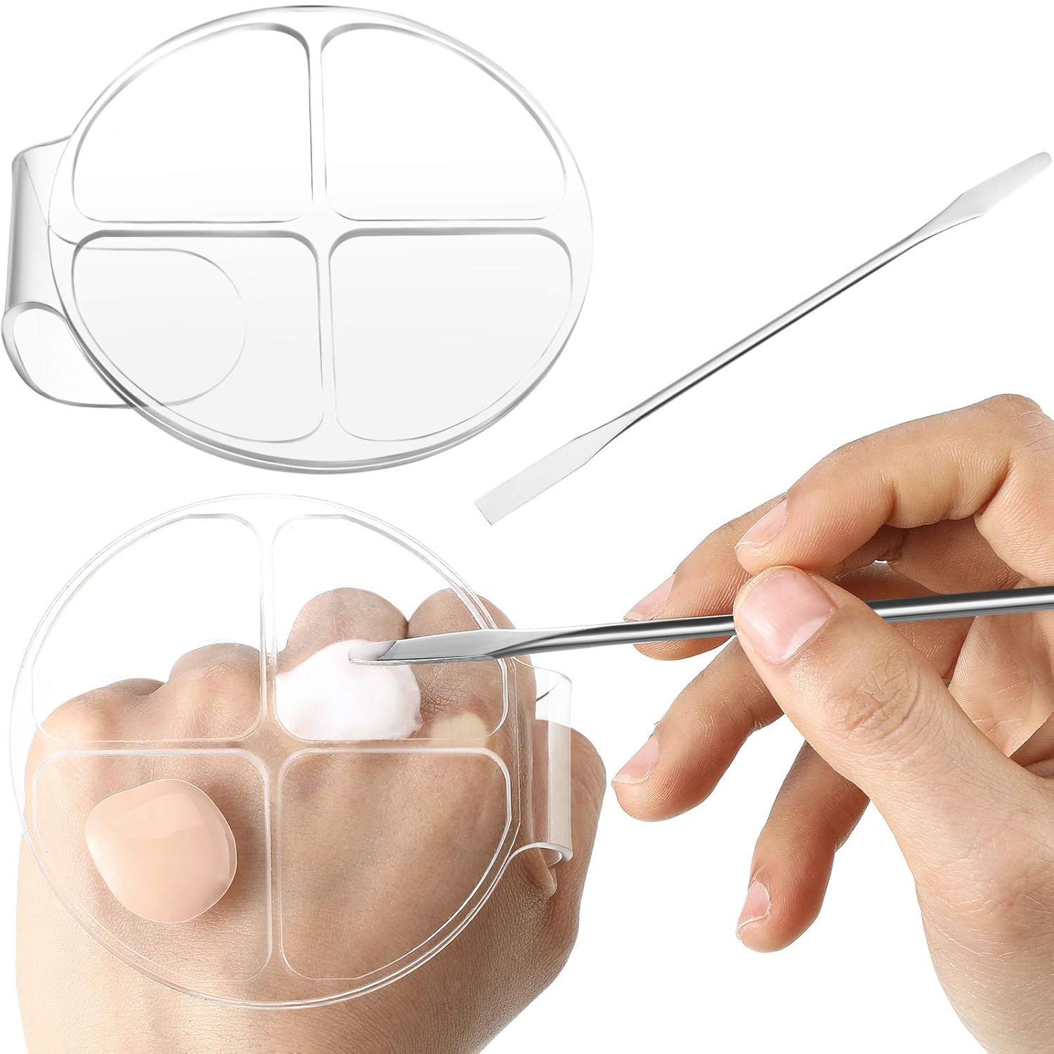 2 Pieces Hand Makeup Mixing Palette Handheld Palette Clear Makeup Cosmetic Palette Nail Art Manicure Palette with 2 Pieces Spatula for Mixing Foundation 2 Pieces Hand Makeup Mixing Palette Handheld Palette Clear Makeup Cosmetic Palette Nail Art Manicure Palette with 2 Pieces Spatula for Mixing Foundation