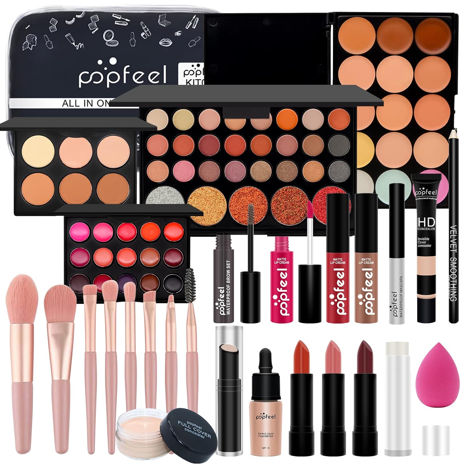All-in-one Makeup Full Gift Set for Women, Include Makeup Brush, Eyeshadow Palette, Lip Gloss Set, Lipstick, Blush, Foundation, Concealer, Mascara, Eyebrow Pencil All-in-one Makeup Full Gift Set for Women, Include Makeup Brush, Eyeshadow Palette, Lip Gloss Set, Lipstick, Blush, Foundation, Concealer, Mascara, Eyebrow Pencil