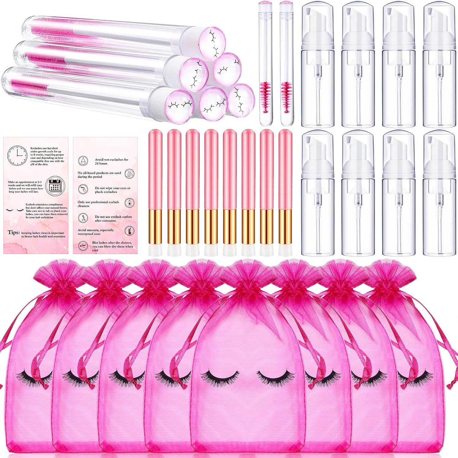 8 Pcs Lash Shampoo Brushes Set Eyelash Aftercare Bag Disposable Mascara Tubes Foam Pump Bottle Extension Aftercare Instructions Cards Eyelash Accessories for Women Mother’s Gift(Mesh Bag, Organza) 8 Pcs Lash Shampoo Brushes Set Eyelash Aftercare Bag Disposable Mascara Tubes Foam Pump Bottle Extension Aftercare Instructions Cards Eyelash Accessories for Women Mother’s Gift(Mesh Bag, Organza)