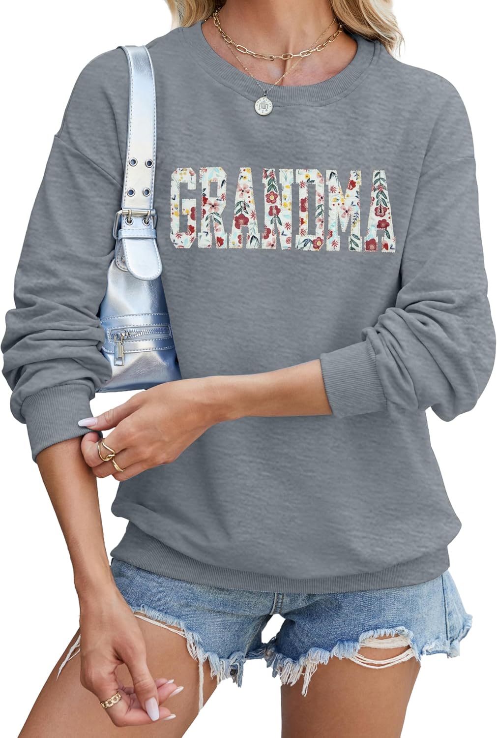 MYHALF Grandma Embroidered Sweatshirts for Women: Grandma Floral Applique Shirts Nana Gifts Casual Crewneck Pullover Tops MYHALF Grandma Embroidered Sweatshirts for Women: Grandma Floral Applique Shirts Nana Gifts Casual Crewneck Pullover Tops