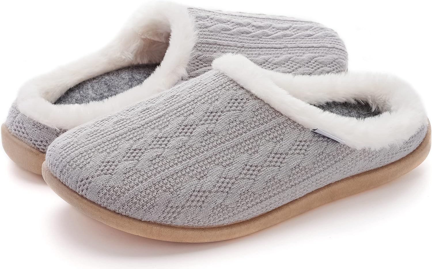 WHITIN Women Arch Support Fuzzy Knitted Slipper Warm Slip On House Shoes WHITIN Women Arch Support Fuzzy Knitted Slipper Warm Slip On House Shoes