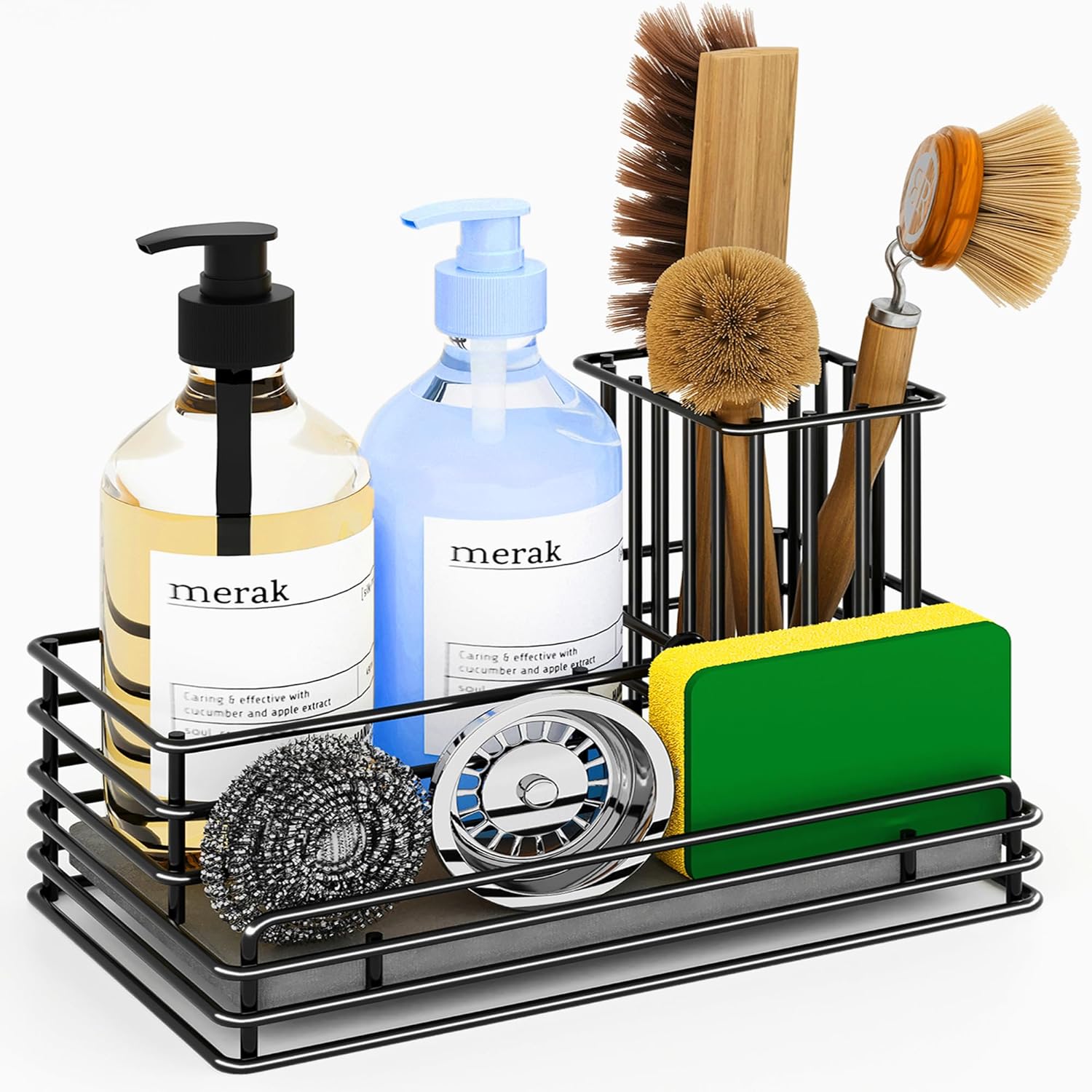 Yofidra Kitchen Sink Caddy: Sink Sponge with Instant Drying Stone, Metal Stainless Steel Dish Sponge Holder Basket for Sponges, Scrubbers, Soap, 9.5″ X 5.5″ X 5.7″ Sink Box Organizer Yofidra Kitchen Sink Caddy: Sink Sponge with Instant Drying Stone, Metal Stainless Steel Dish Sponge Holder Basket for Sponges, Scrubbers, Soap, 9.5″ X 5.5″ X 5.7″ Sink Box Organizer