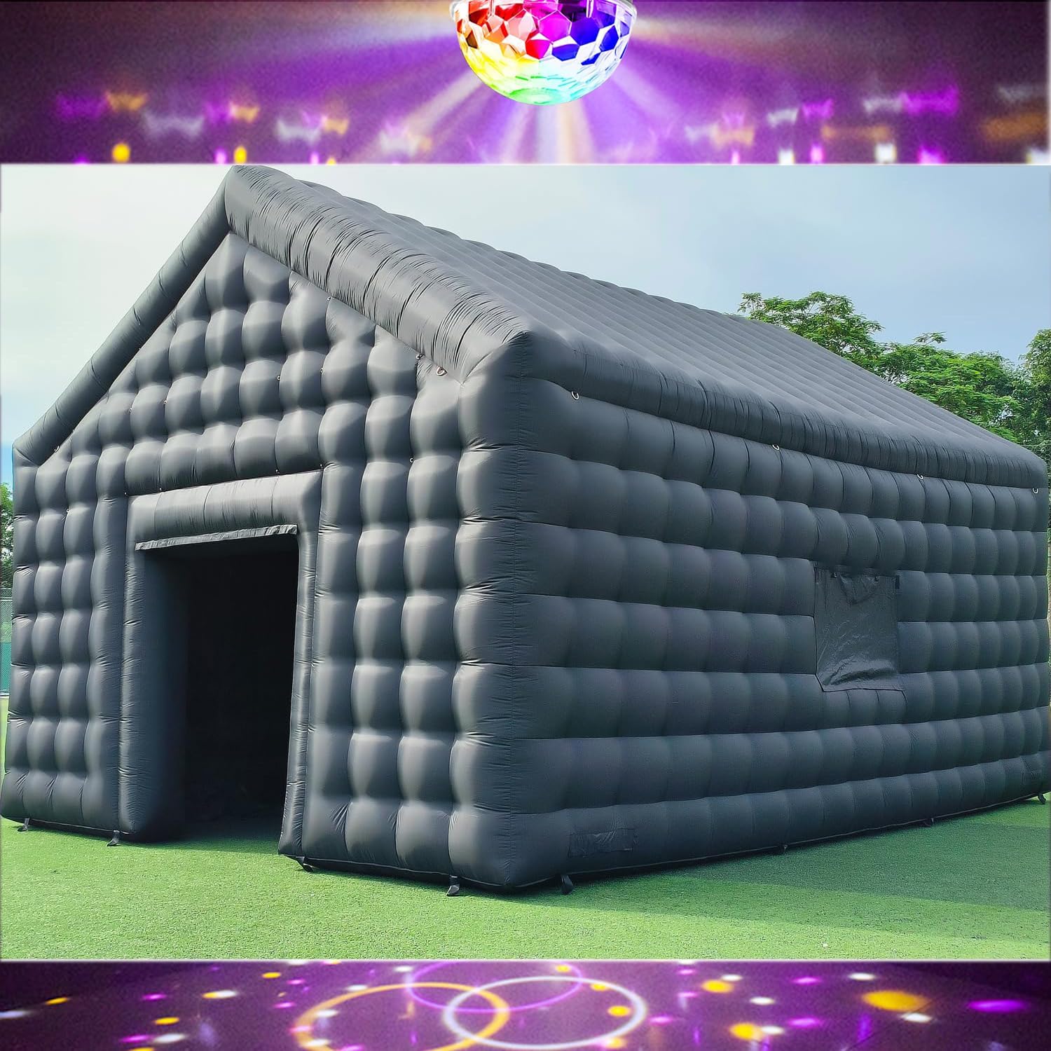 26.25FT Large Inflatable Nightclub Cube Tent, Inflatable Portable Air Cube Tent Black Square Gazebo Room Marquee House Tent with Disco Light for Night Club Event Party Wedding Business/Private Use 26.25FT Large Inflatable Nightclub Cube Tent, Inflatable Portable Air Cube Tent Black Square Gazebo Room Marquee House Tent with Disco Light for Night Club Event Party Wedding Business/Private Use