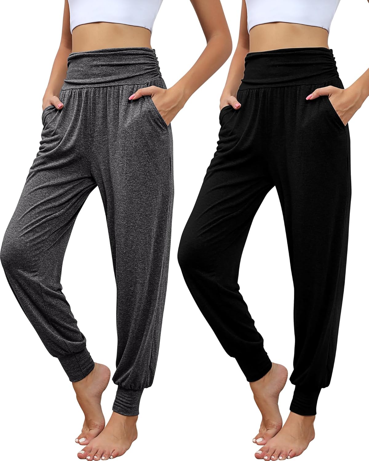 2 Pack Women’s Yoga Joggers, Cozy Sweatpants with Pockets Casual Loose Comfy High Waisted Lounge Pants 2 Pack Women’s Yoga Joggers, Cozy Sweatpants with Pockets Casual Loose Comfy High Waisted Lounge Pants