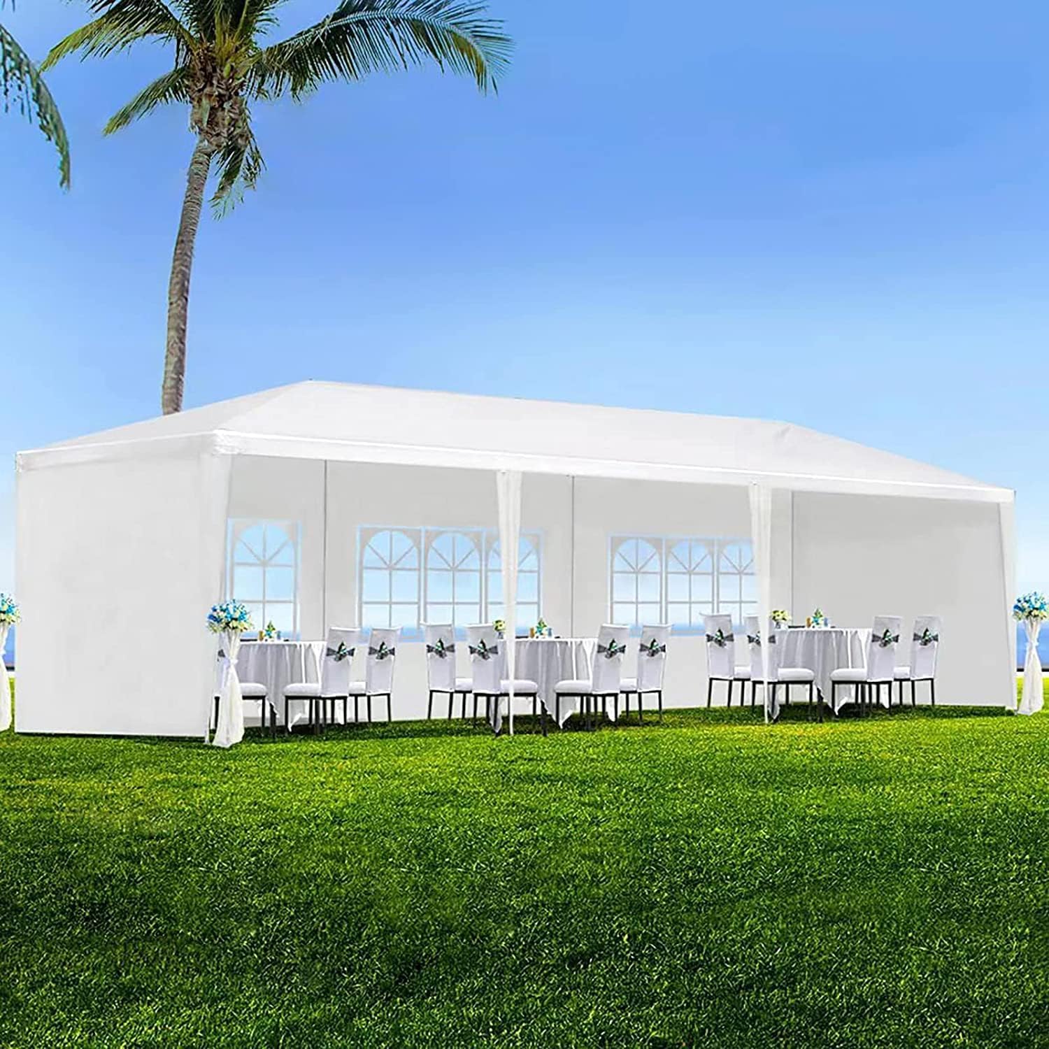 10’x30′ Outdoor Party Tent, Large Tents for Parties, Wedding, Birthday, White Canopy Tent with 5 Removable Sidewalls & Transparent Windows, Outside Gazebo Event Tent for Backyard, Patio and Garden 10’x30′ Outdoor Party Tent, Large Tents for Parties, Wedding, Birthday, White Canopy Tent with 5 Removable Sidewalls & Transparent Windows, Outside Gazebo Event Tent for Backyard, Patio and Garden