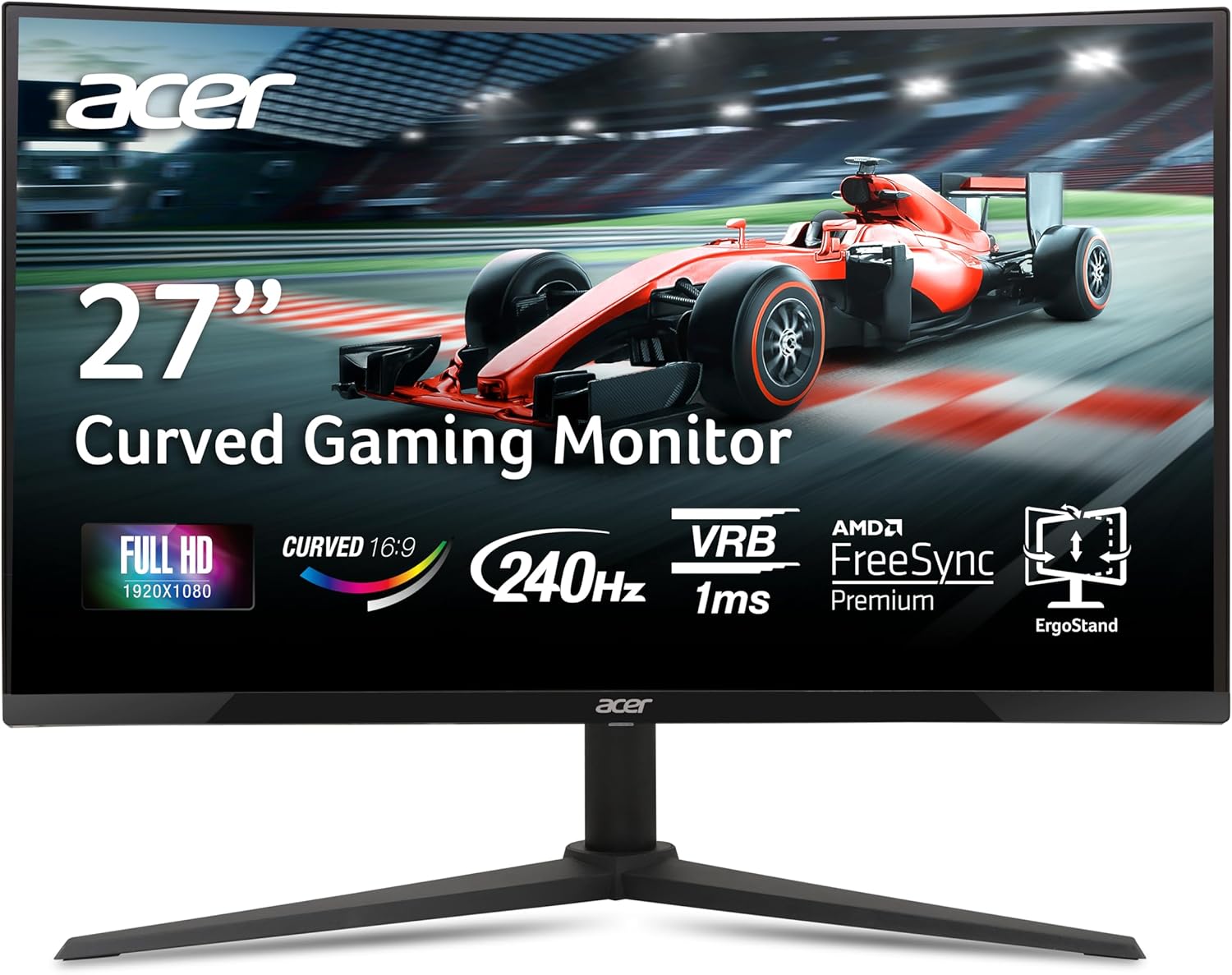 Acer Nitro 27″ 1500R Curved Full HD PC Gaming Monitor | AMD FreeSync Premium | 240Hz | 1ms VRB | Speakers | HDR10 | ErgoStand | VESA Mounting Compliant | 1 x DP 1.4 & 2 x HDMI 2.0 | XZ270 X2bmiiphx Acer Nitro 27″ 1500R Curved Full HD PC Gaming Monitor | AMD FreeSync Premium | 240Hz | 1ms VRB | Speakers | HDR10 | ErgoStand | VESA Mounting Compliant | 1 x DP 1.4 & 2 x HDMI 2.0 | XZ270 X2bmiiphx