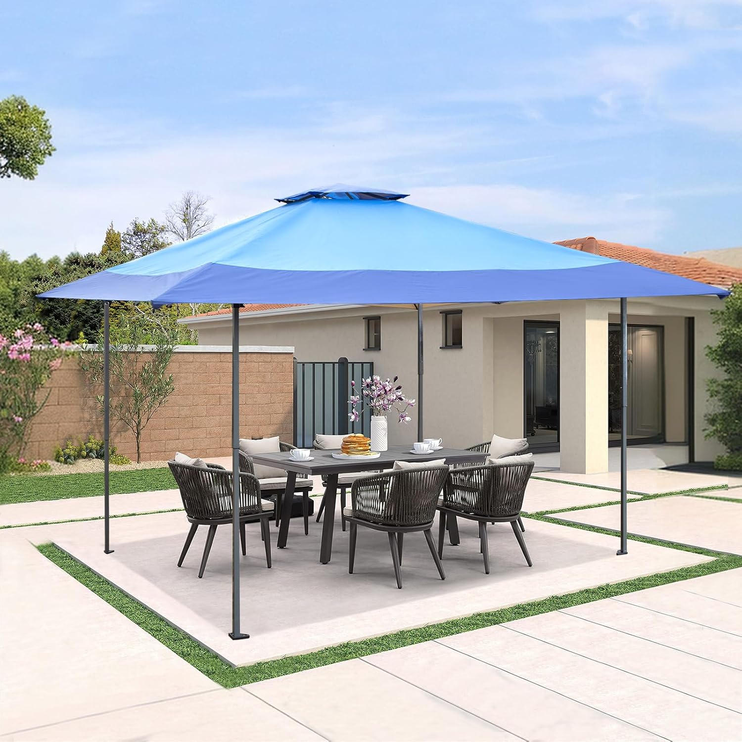 13×13 ft Pop Up Canopy Tent, Easy Up Instant Outdoor Canopy with Vented Top, Straight Legs, Wheeled Carry Bag, 4 Ropes & 8 Stakes – Blue 13×13 ft Pop Up Canopy Tent, Easy Up Instant Outdoor Canopy with Vented Top, Straight Legs, Wheeled Carry Bag, 4 Ropes & 8 Stakes – Blue
