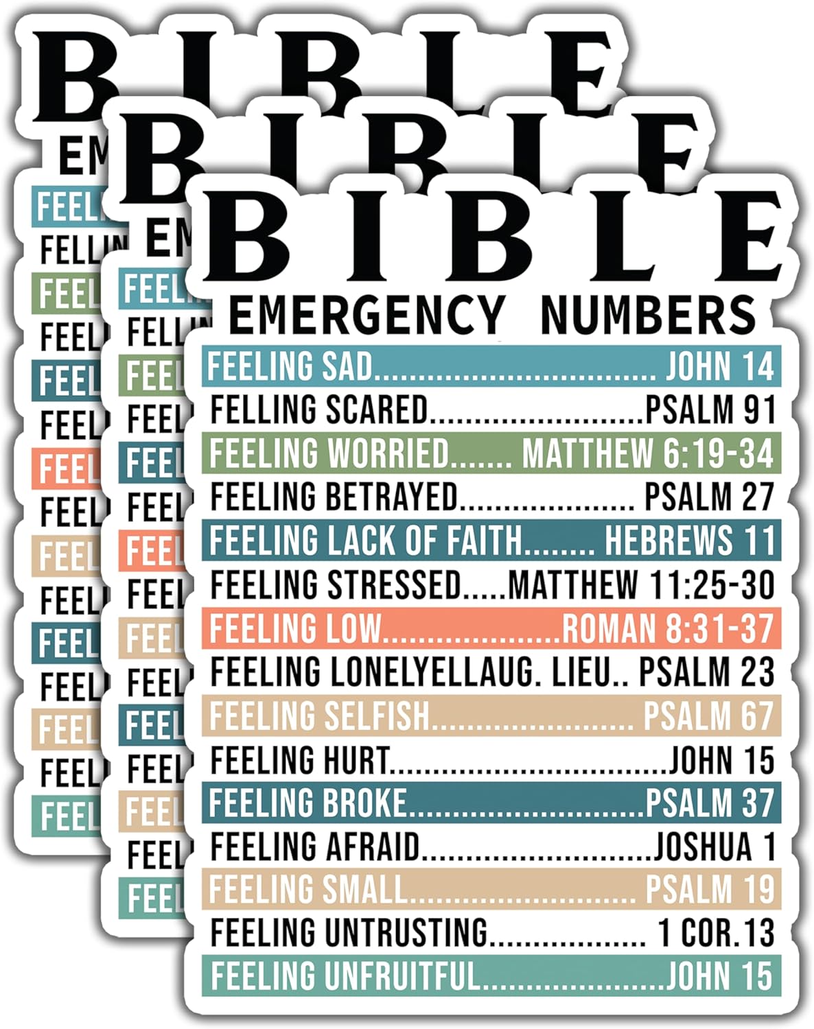 (3pcs) Bible Emergency Numbers Sticker Christian Bible Verse Jesus Vinyl Decal Motivation Inspirational Stickers for Tumbler Books Laptops Phone Water Bottles Kindles Car -2.1×3 (3pcs) Bible Emergency Numbers Sticker Christian Bible Verse Jesus Vinyl Decal Motivation Inspirational Stickers for Tumbler Books Laptops Phone Water Bottles Kindles Car -2.1×3