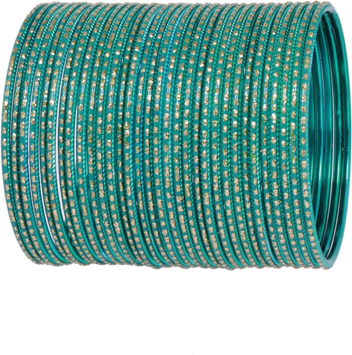 Sukh Collection Jewellery Bangle Collection Indian Bollywood Aluminum Metal Textured Multi Colors Designer Jewelry Special All Size Bangle Bracelets Set of 32 Pcs in Gold Tone for Women Sukh Collection Jewellery Bangle Collection Indian Bollywood Aluminum Metal Textured Multi Colors Designer Jewelry Special All Size Bangle Bracelets Set of 32 Pcs in Gold Tone for Women