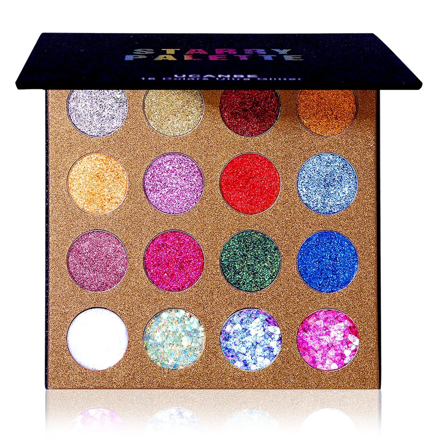 UCANBE Pro Glitter Eyeshadow Palette – Professional 16 Colors – Chunky & Fine Pressed Glitter Eye Shadow Powder Makeup Pallet Highly Pigmented Ultra Shimmer for Face Body UCANBE Pro Glitter Eyeshadow Palette – Professional 16 Colors – Chunky & Fine Pressed Glitter Eye Shadow Powder Makeup Pallet Highly Pigmented Ultra Shimmer for Face Body