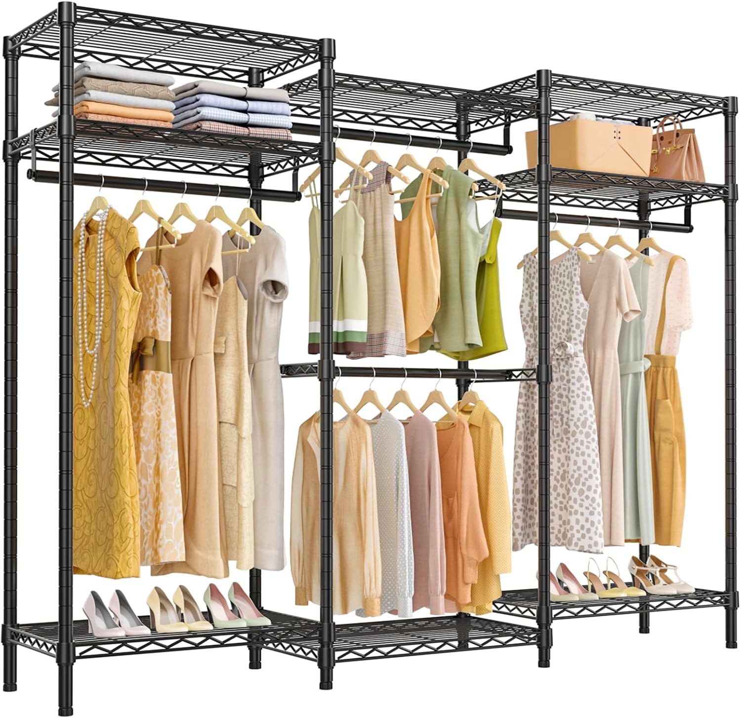 VIPEK V5i Garment Rack Heavy Duty Clothes Rack for Hanging Clothes, Portable Wardrobe Closet Freestanding Clothing Rack with 8 Adjustable Shelves & 4 Hang Rods, 68.9″ L x 15.7″ W x 76.4″ H, Black VIPEK V5i Garment Rack Heavy Duty Clothes Rack for Hanging Clothes, Portable Wardrobe Closet Freestanding Clothing Rack with 8 Adjustable Shelves & 4 Hang Rods, 68.9″ L x 15.7″ W x 76.4″ H, Black