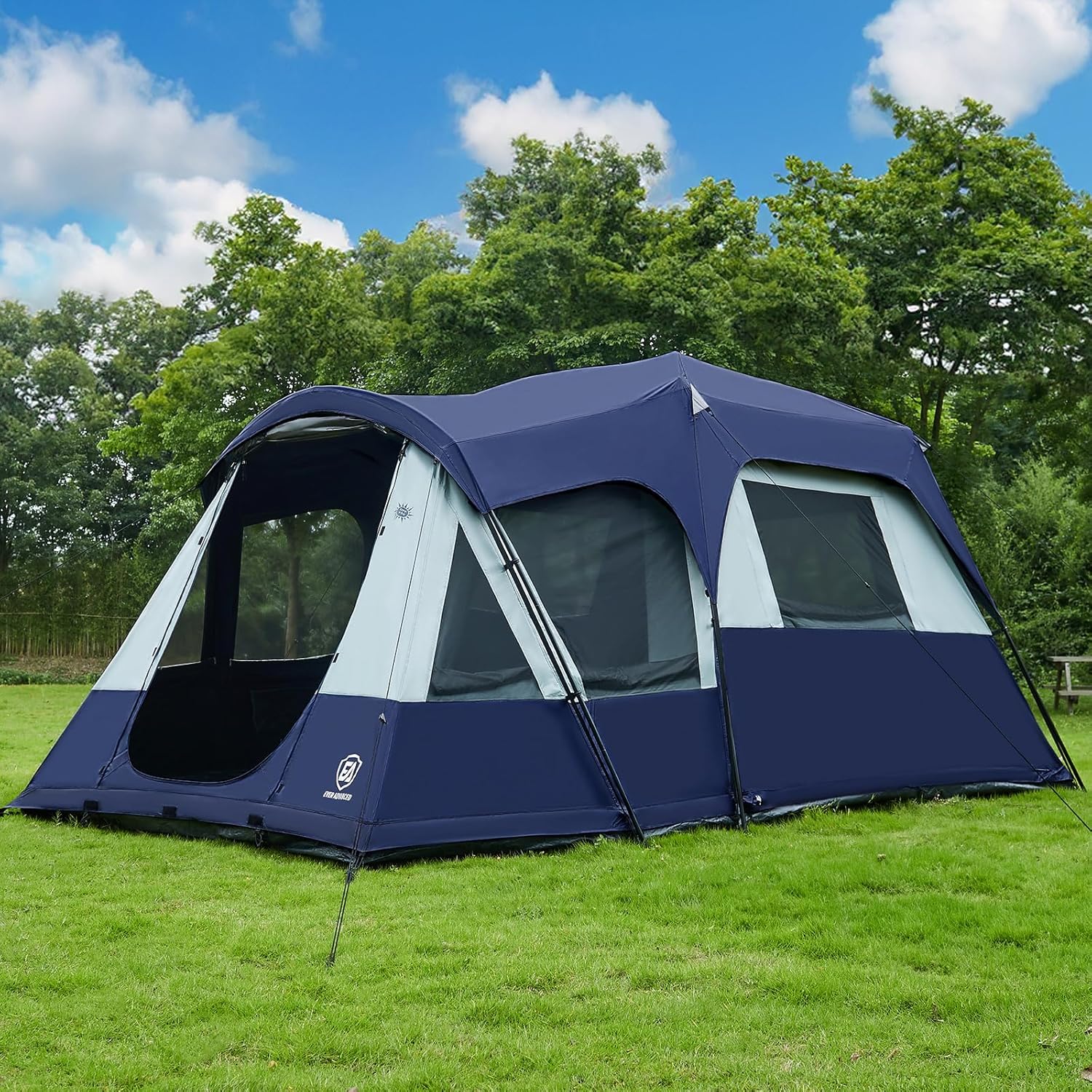 EVER ADVANCED 8 Person Blackout Cabin Tent, Camping Tent with Multi Room, Family Tent with Extra Porch and Rainfly, 2 Rooms Huge Portable Tent with Carry Bag, Water Resistant EVER ADVANCED 8 Person Blackout Cabin Tent, Camping Tent with Multi Room, Family Tent with Extra Porch and Rainfly, 2 Rooms Huge Portable Tent with Carry Bag, Water Resistant