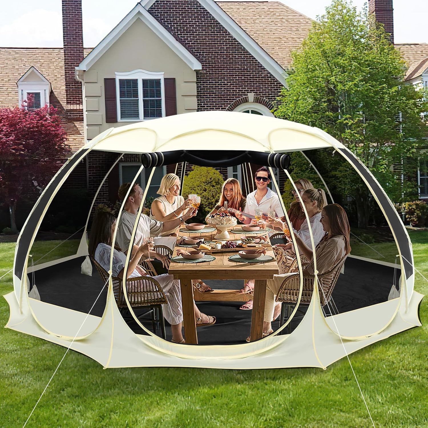 15x15Ft Pop-Up Canopy Screen House Tent – Outdoor Screen Room with 10 Mesh Side Panels Not Waterproof, Includes Carrying Bag – Fit 12-15 Person 15x15Ft Pop-Up Canopy Screen House Tent – Outdoor Screen Room with 10 Mesh Side Panels Not Waterproof, Includes Carrying Bag – Fit 12-15 Person