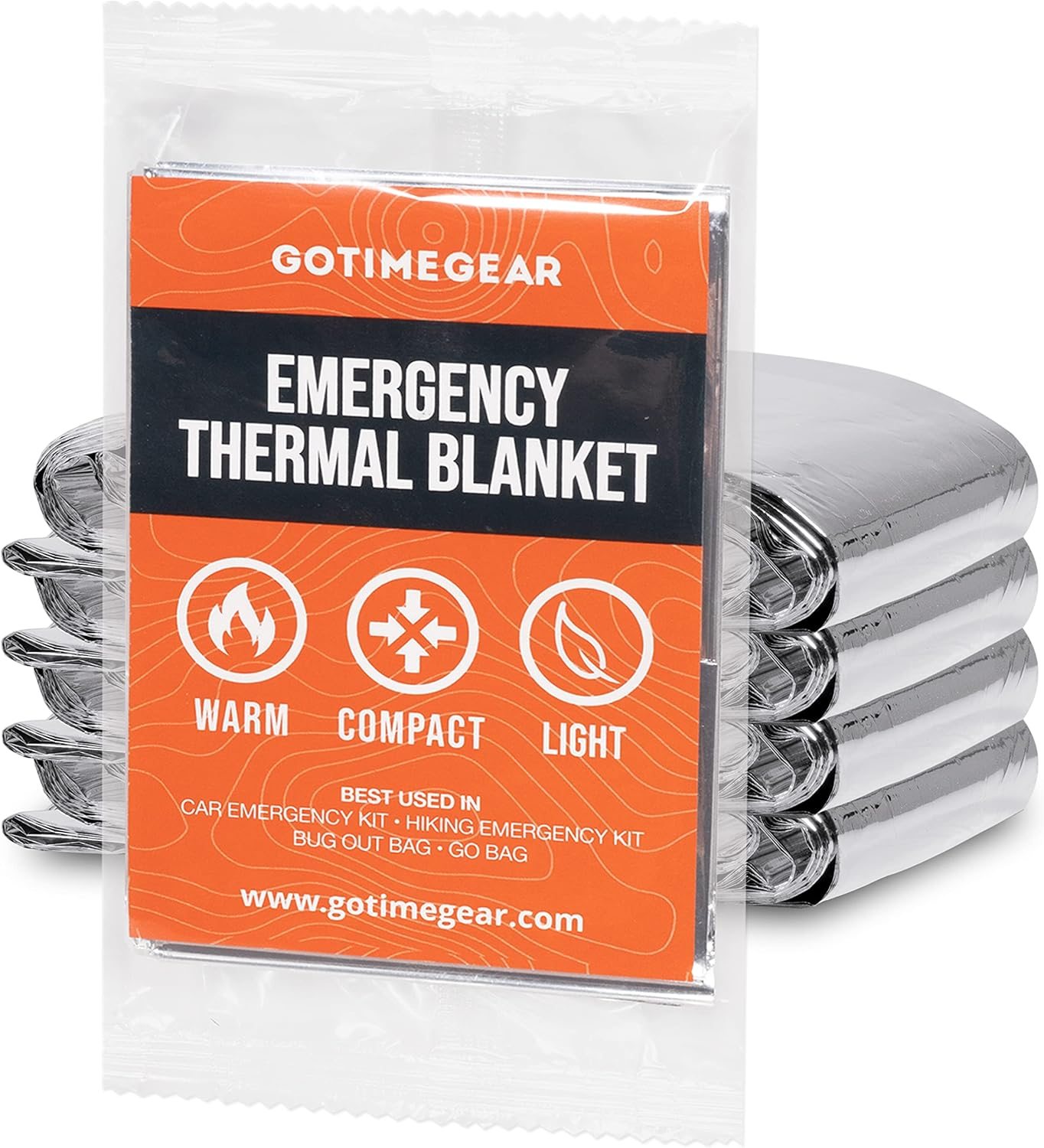 Go Time Gear Emergency Blankets for Survival (4 Pack), Mylar Emergency Survival Gear for Home, Camping, Hiking & Outdoor Survival Kits, Stay Warm, Dry, & Safe with Our Compact Space Blanket Go Time Gear Emergency Blankets for Survival (4 Pack), Mylar Emergency Survival Gear for Home, Camping, Hiking & Outdoor Survival Kits, Stay Warm, Dry, & Safe with Our Compact Space Blanket