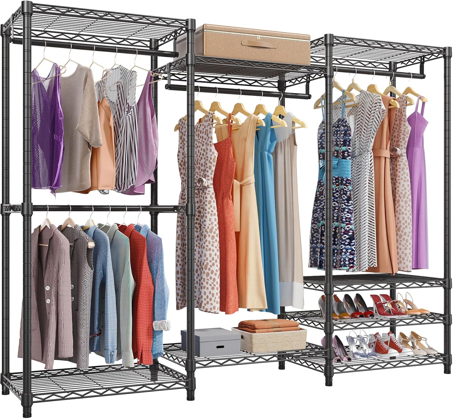 VIPEK V5 Portable Closet Wardrobe Heavy Duty Clothes Rack, Freestanding Clothing Rack with 4 Hang Rods & 8 Shelves, Adjustable Closet Rack, 68.9″ L x 15.7″ W x 76.4″ H, Max Load 890LBS, Black VIPEK V5 Portable Closet Wardrobe Heavy Duty Clothes Rack, Freestanding Clothing Rack with 4 Hang Rods & 8 Shelves, Adjustable Closet Rack, 68.9″ L x 15.7″ W x 76.4″ H, Max Load 890LBS, Black